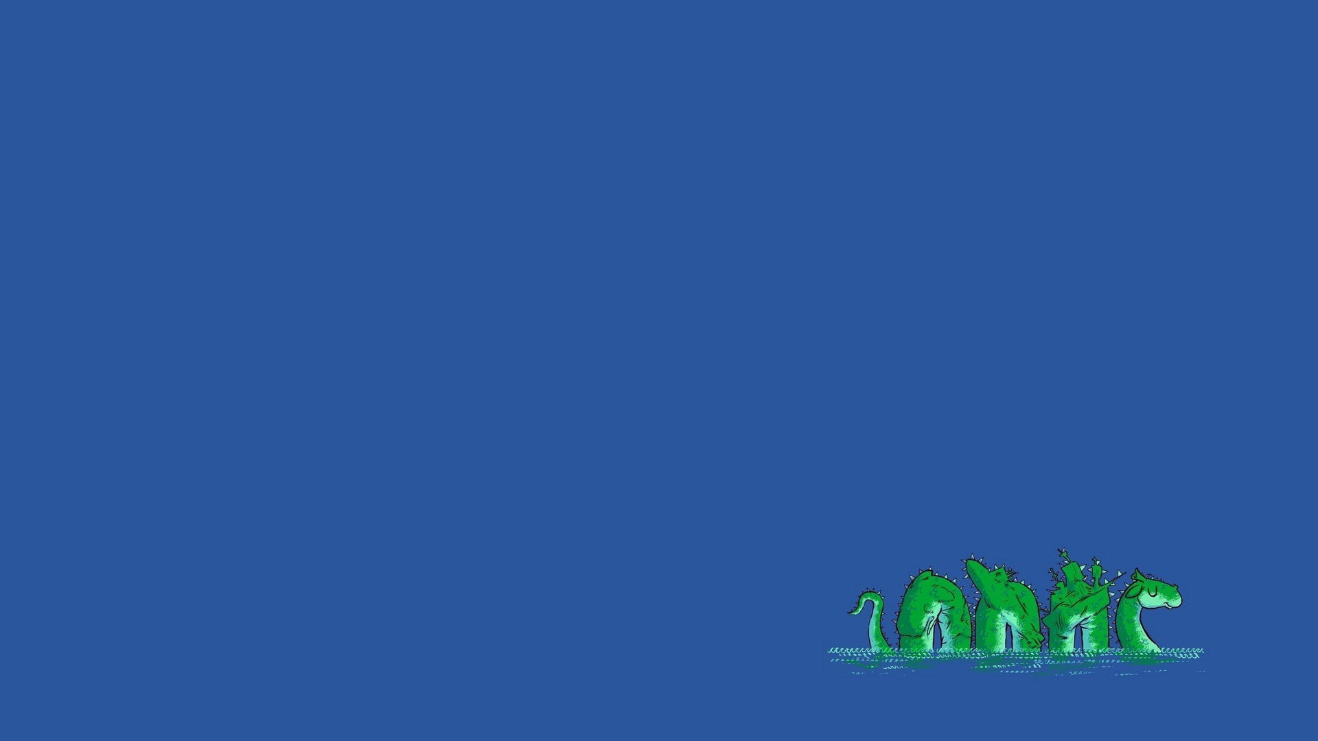 blue background, Loch Ness Monster, 1080P, minimalism, HD Wallpaper