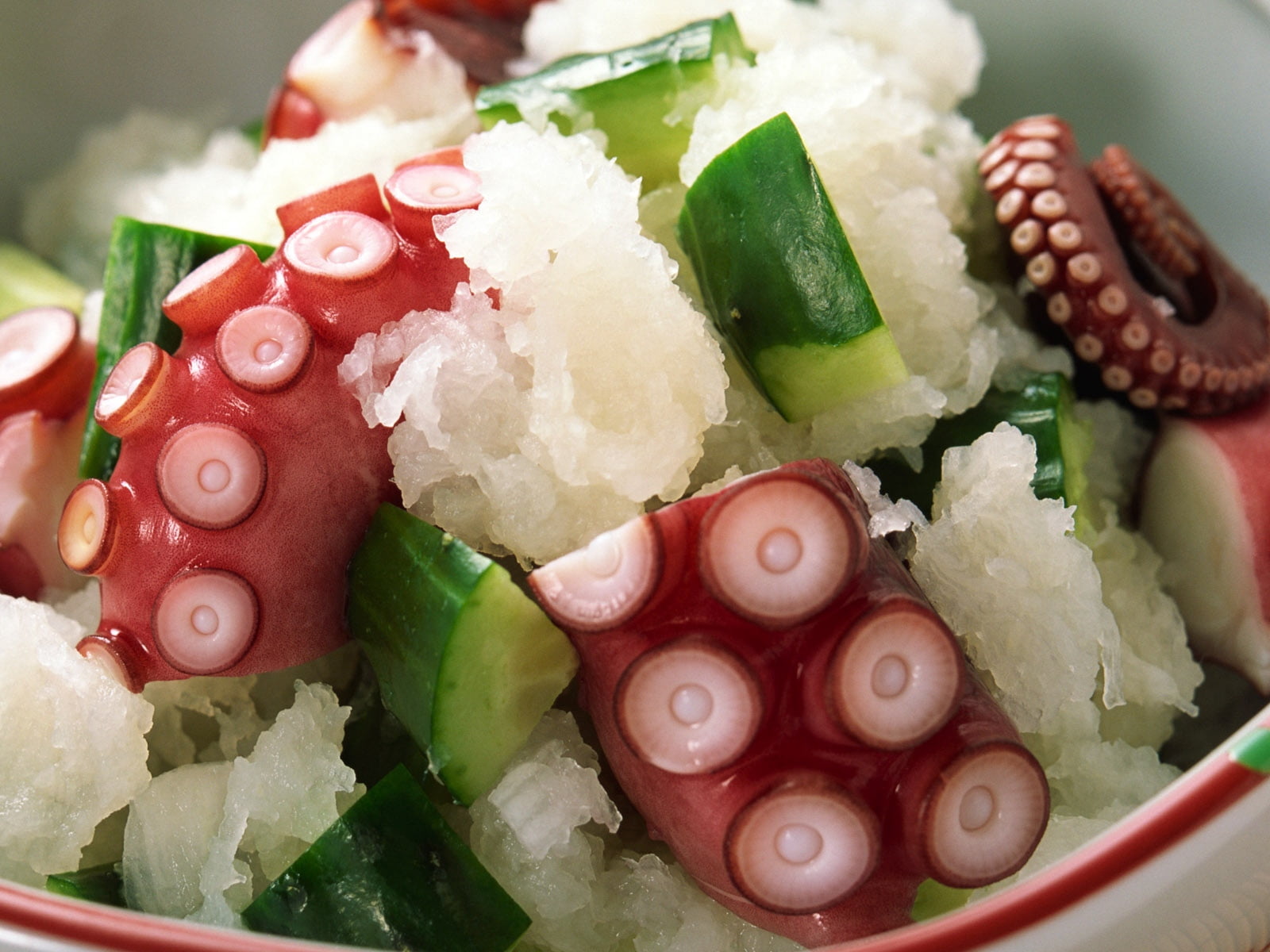 vegetable, fish, ready-to-eat, rice, food and drink, healthy eating, seafood, still life, asian food, cooked, octopus, plate, indoors, japanese food, close-up, HD Wallpaper