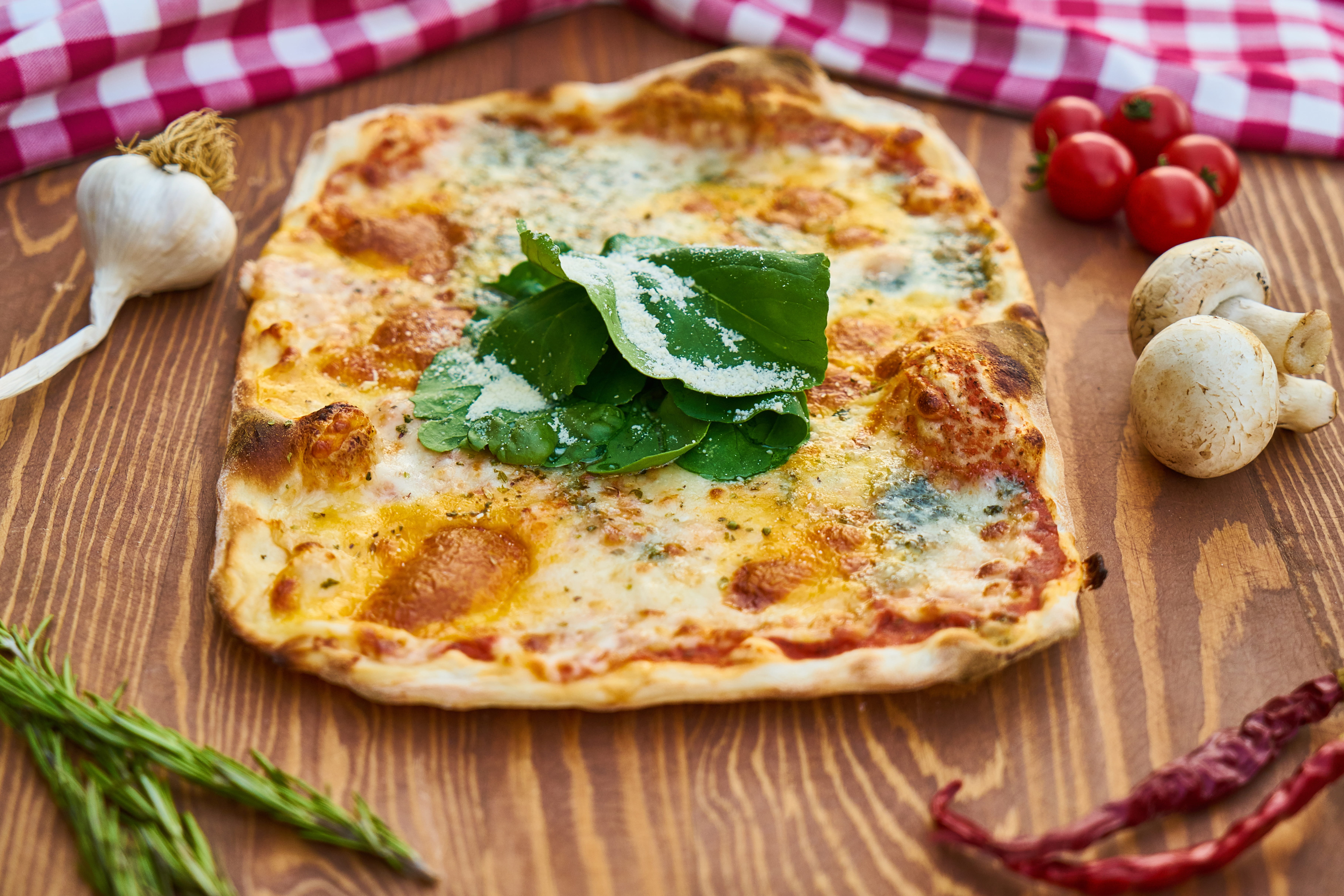 cheese, food and drink, 5K, healthy food, garnish, health, pizza, photography, basil, no people, vegetable, dough, vegetarian food, photo, restaurant, HD Wallpaper