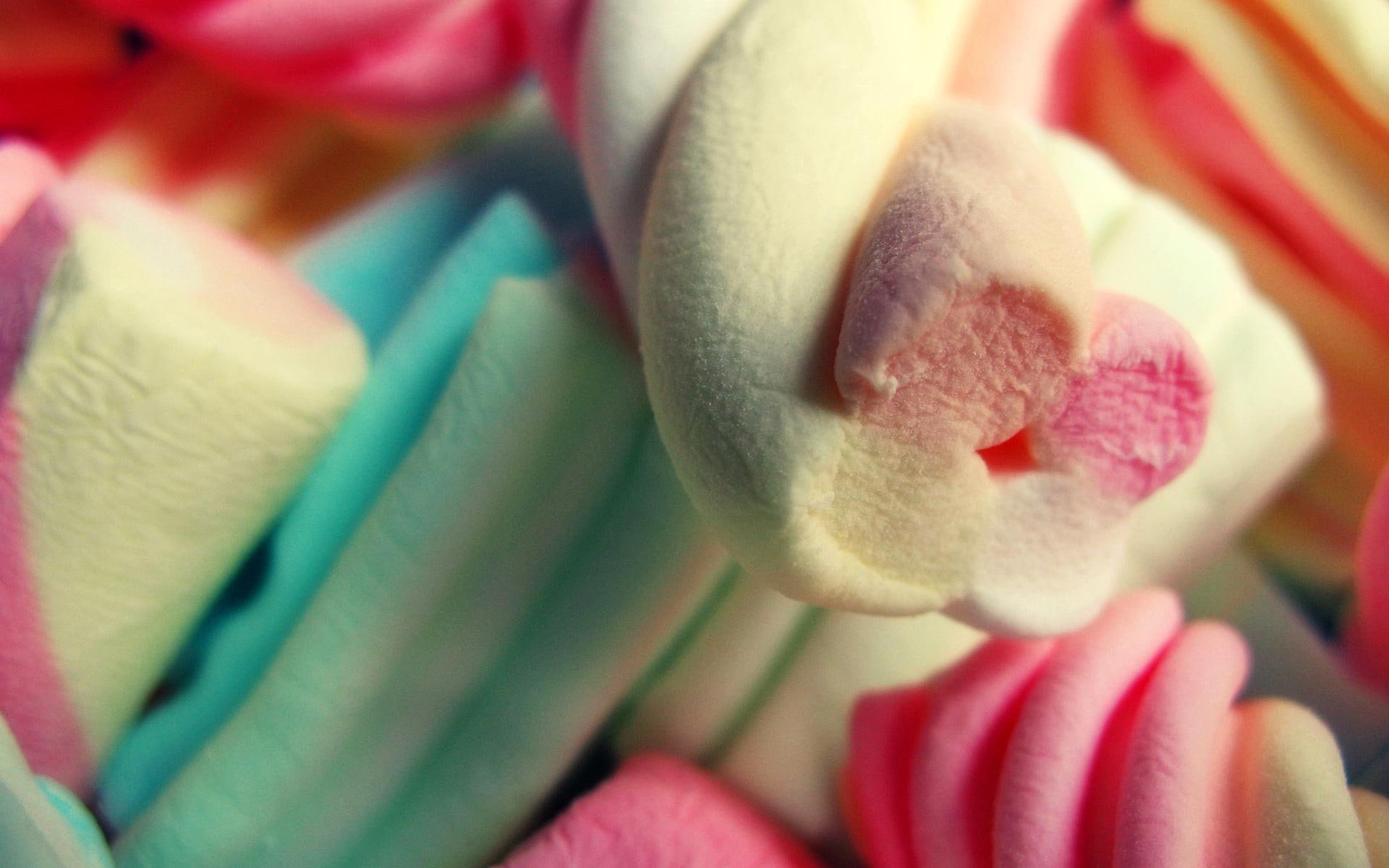 food, hd, pink, blue, marshmallows, marshmallow, pictures, white, 1080P, HD Wallpaper