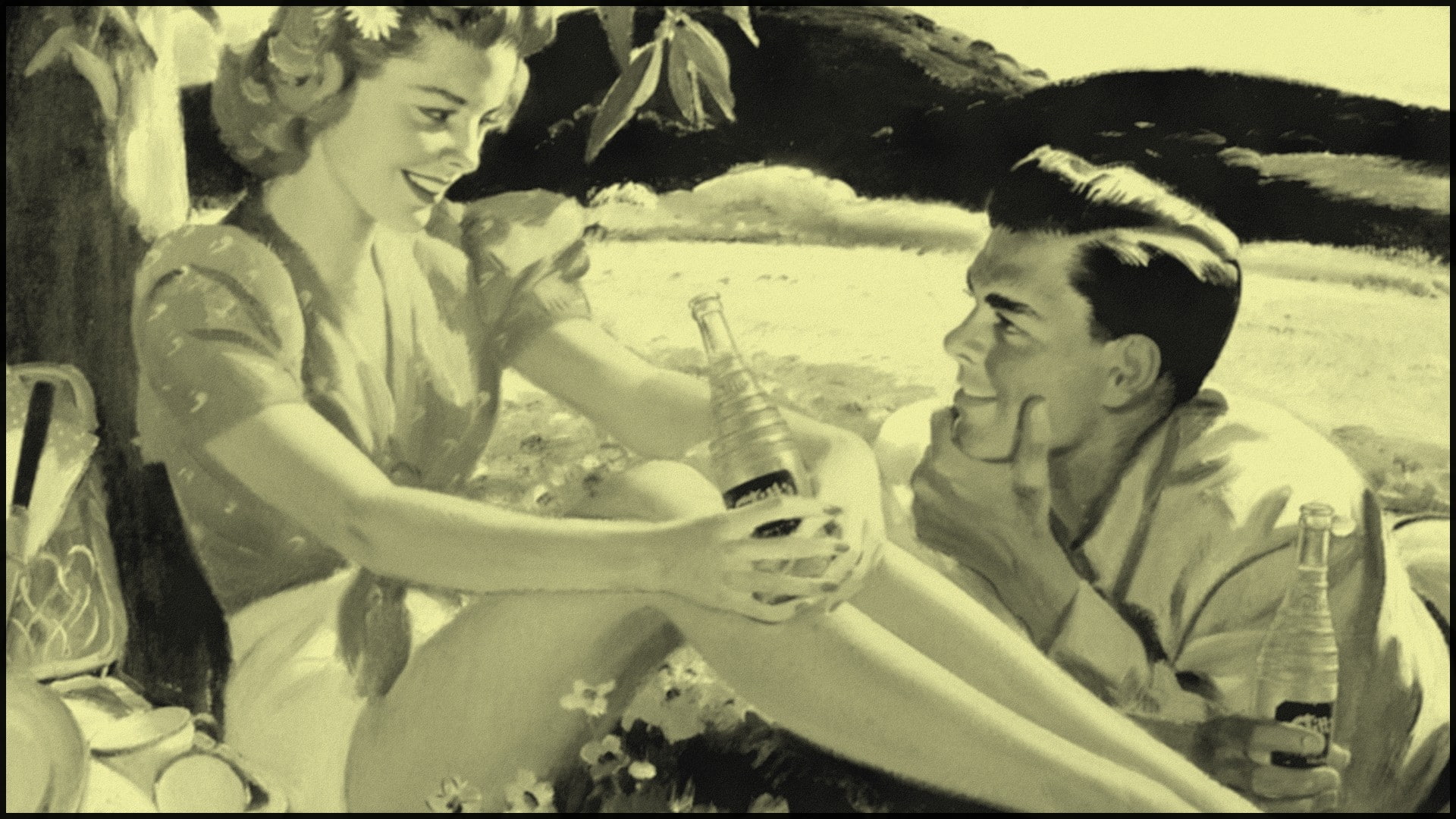 men, history, auto post production filter, retro styled, females, women, mid adult, the past, males, human representation, picnic, two people, 1080P, young adult, HD Wallpaper