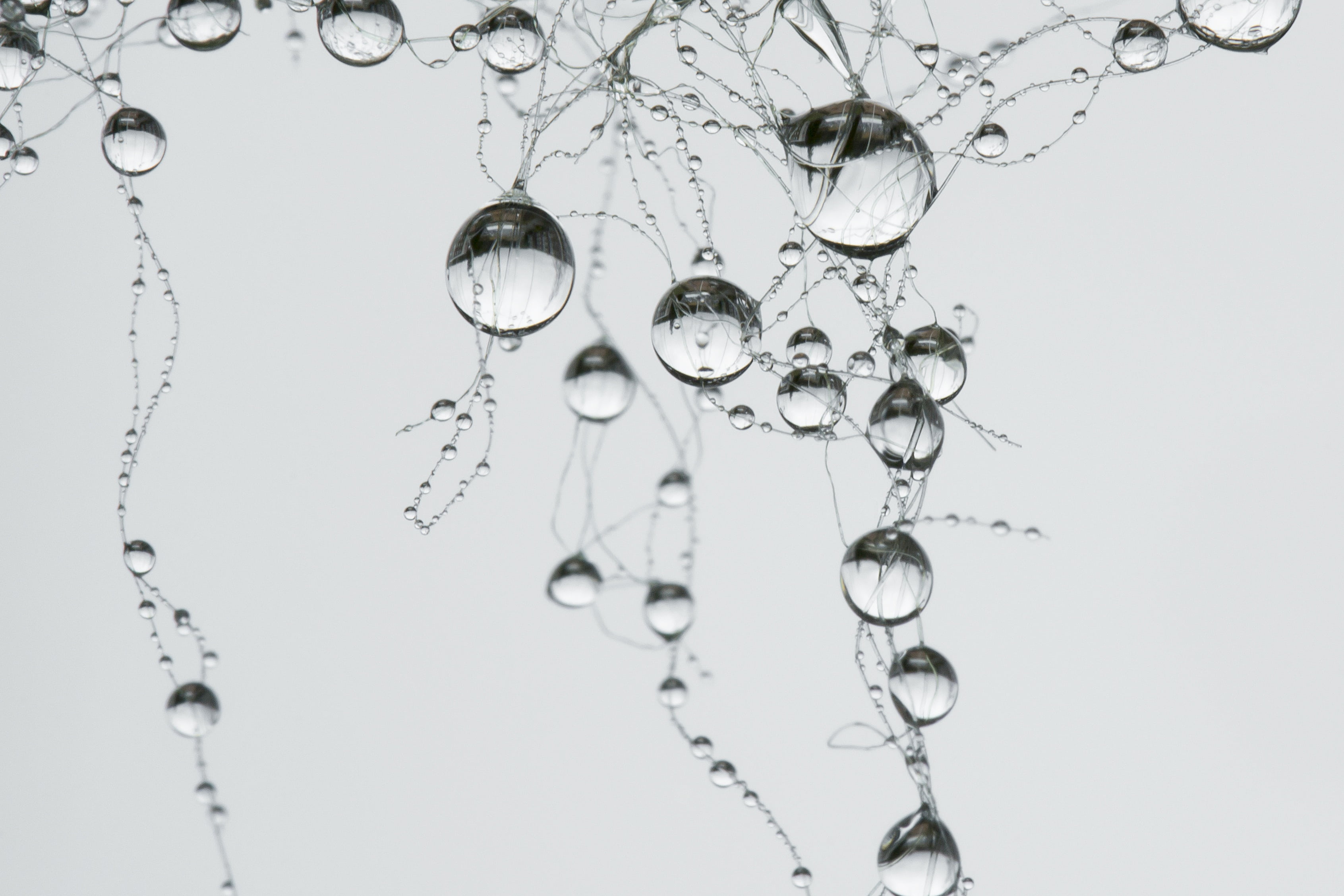 shape, purity, no people, bubbles, pearl, reflection, villa, freshness, geometric shape, studio shot, gray, 2K, hanging, drop, cut out, white background, HD Wallpaper