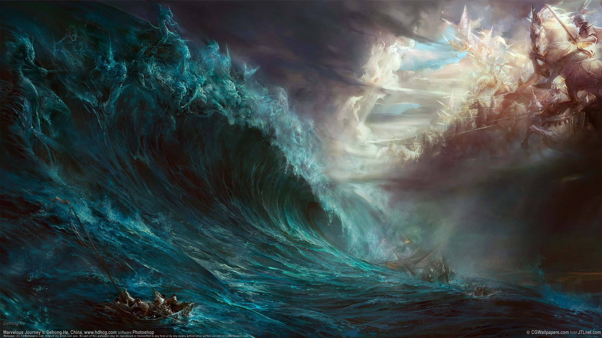 army, fantasy, 1080P, ships, horse, sea, HD Wallpaper
