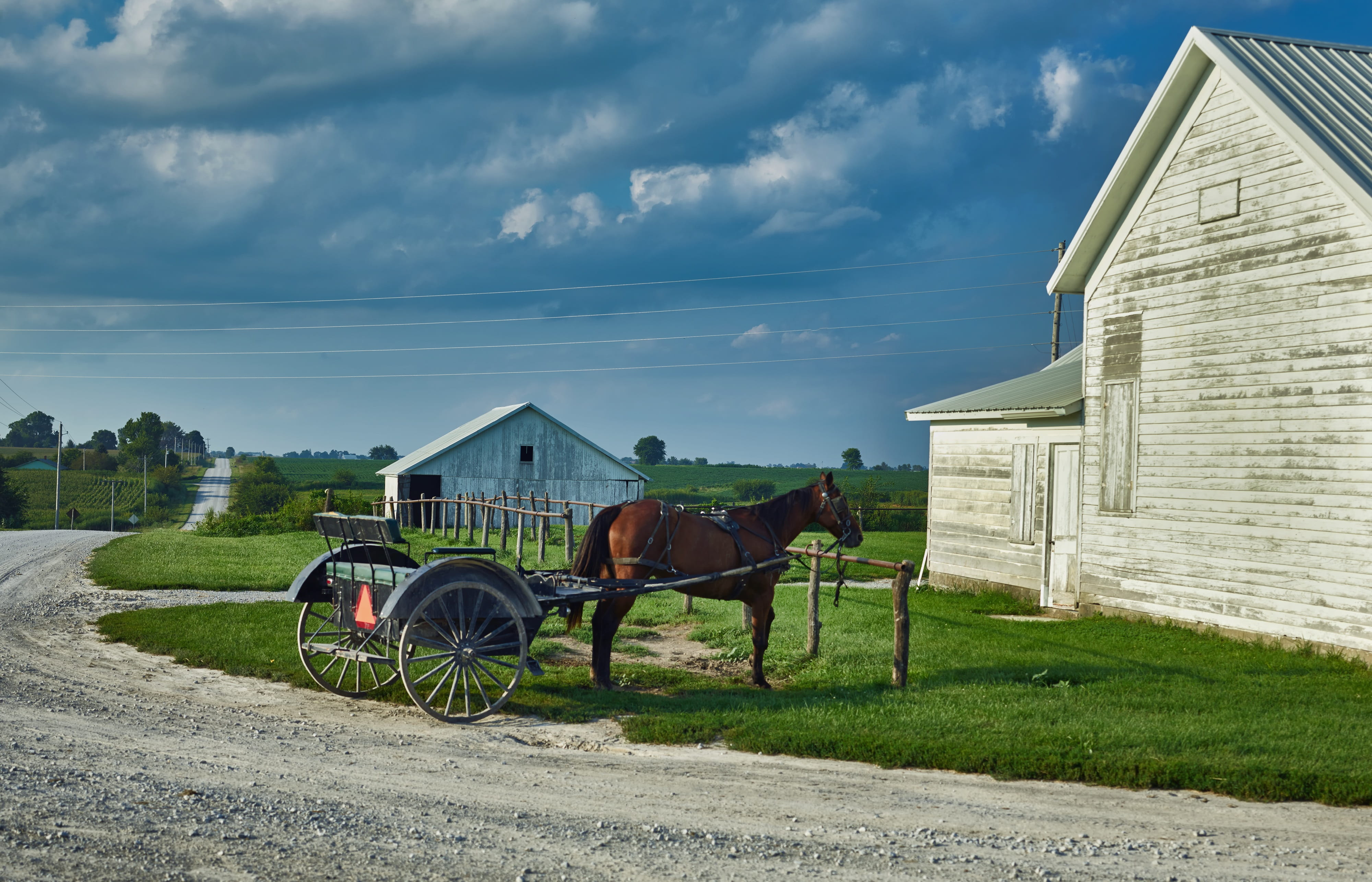 horse cart, cart, animal themes, america, sky, antique, building exterior, old-fashioned, working animal, animal, herbivorous, livestock, built structure, HD Wallpaper