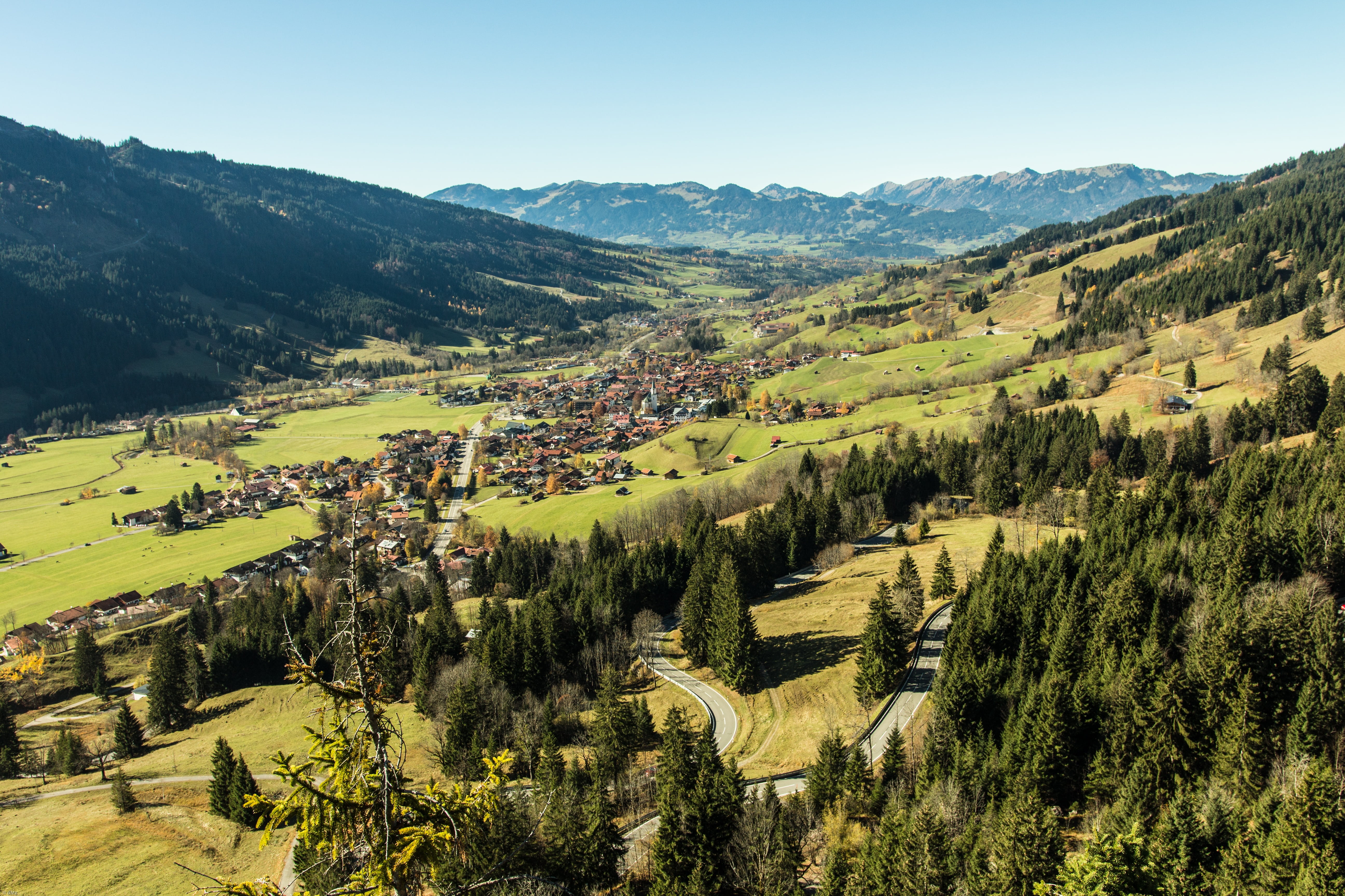 tree, aerial, residential district, resort, ostrachtal, mountain range, europe, hill, photo, italy, field, nature, building, scenics, place, forest, scenics - nature, HD Wallpaper