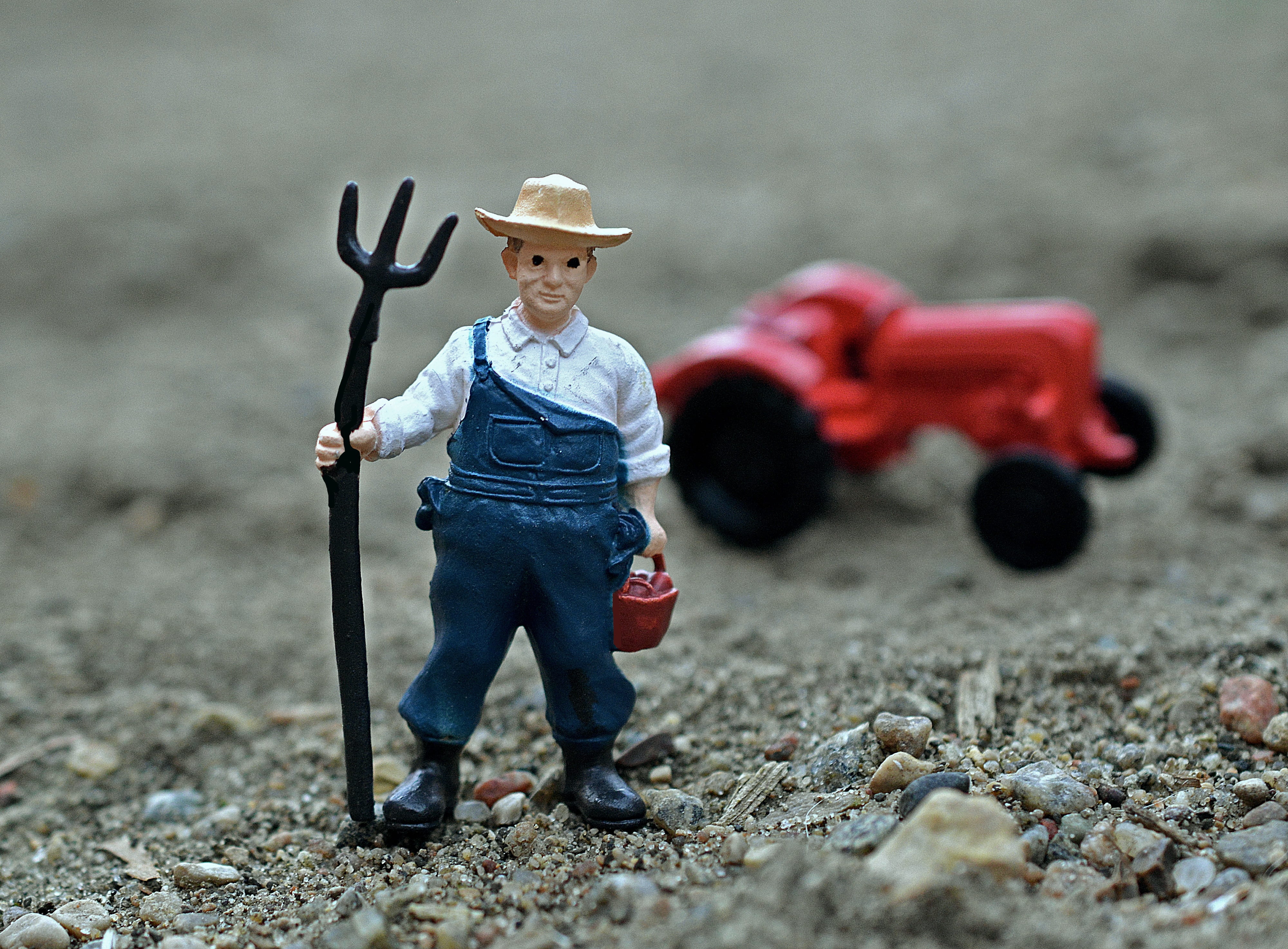 cowboy hat, worker, males, 4K, nature, male, Agriculture, holding, farm, casual clothing, one person, land, action figure, clothing, front view, child, HD Wallpaper