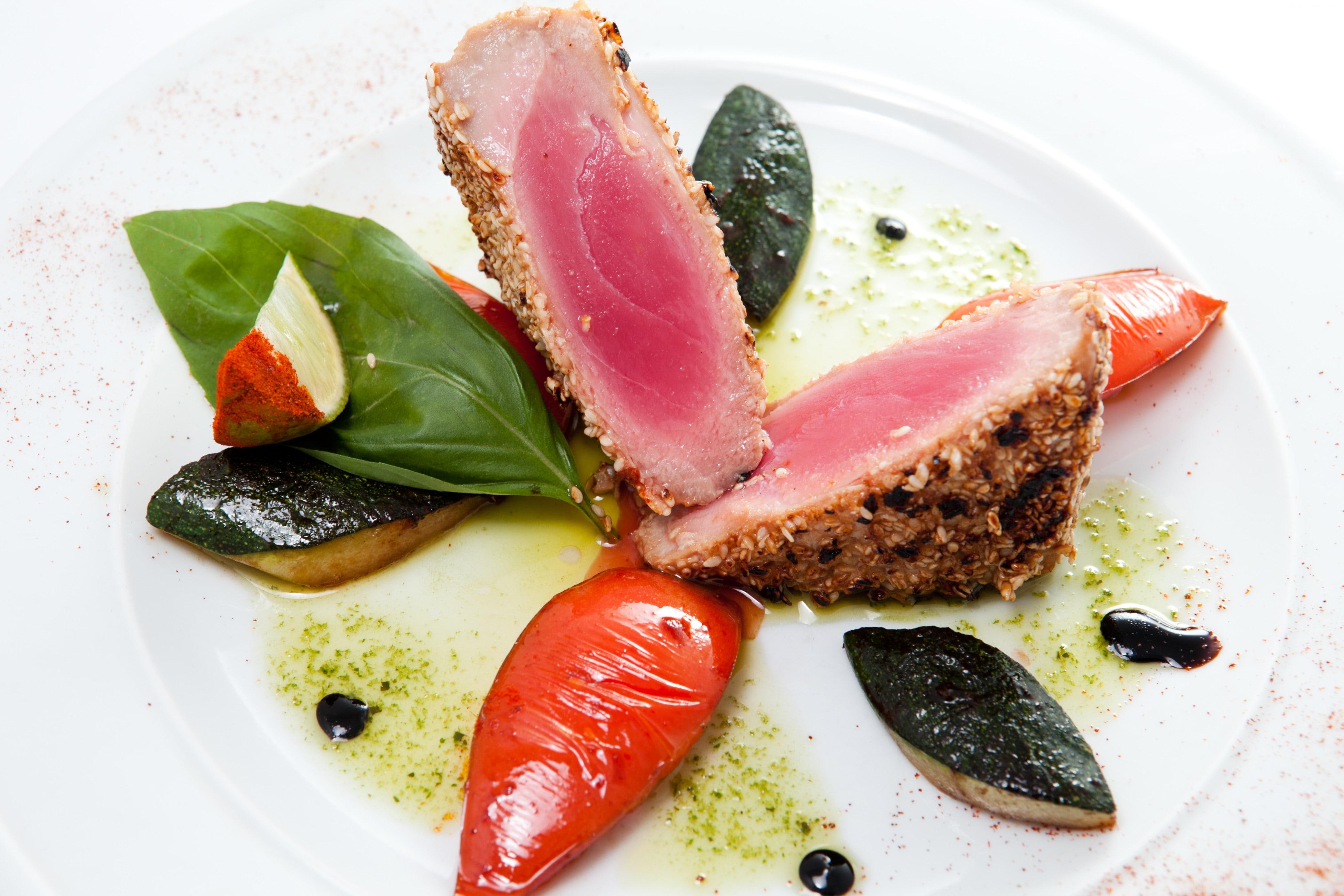vegetables, tuna, steak, 4K, peppers, eggplant, fish, lime, spinach, HD Wallpaper