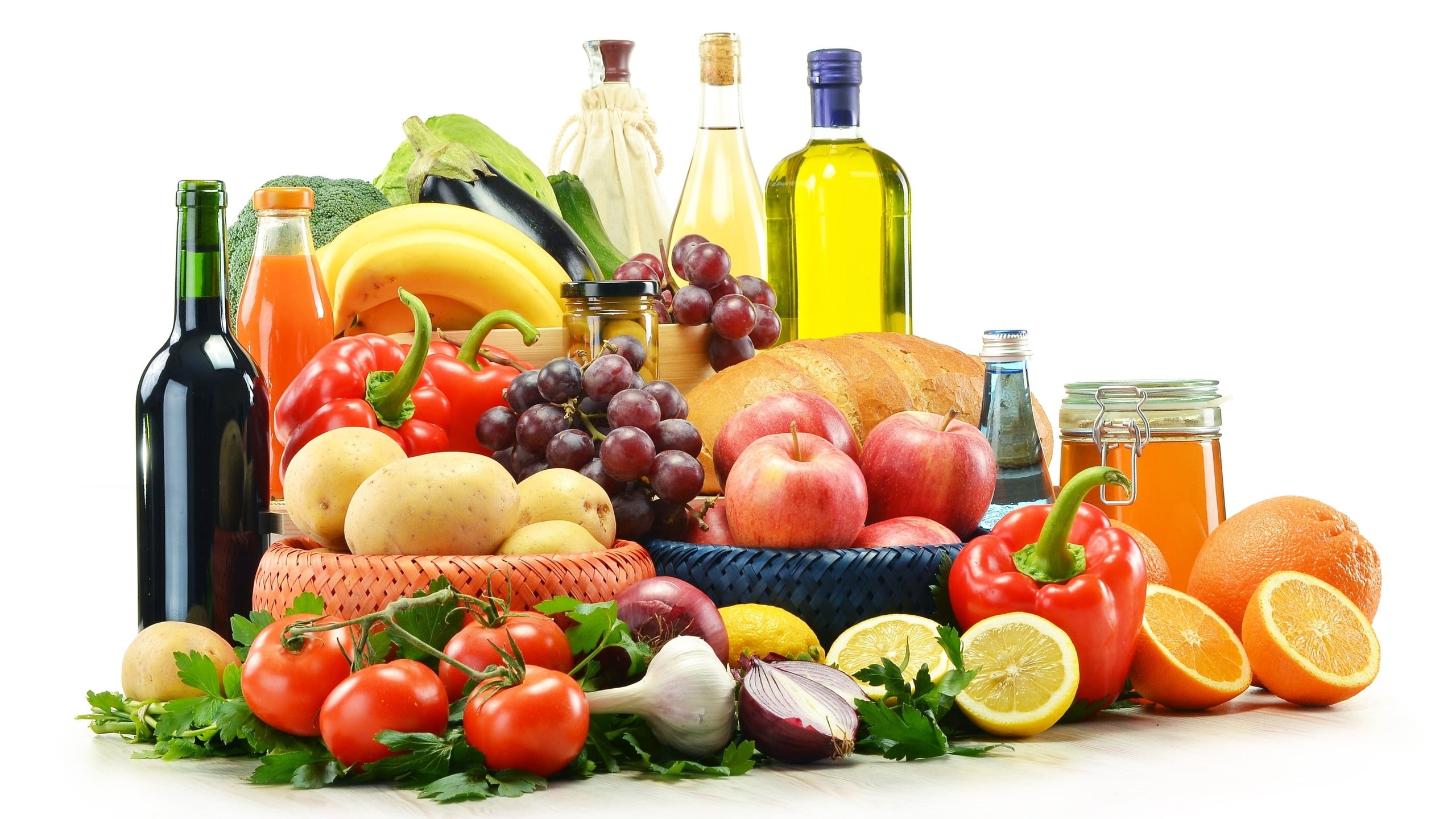 ingredient, dieting, organic, red, bottle, juice, wine Bottle, lot, grapefruit, eating, meal, assorted, healthy Lifestyle, healthy Eating, alcohol, studio shot, HD Wallpaper