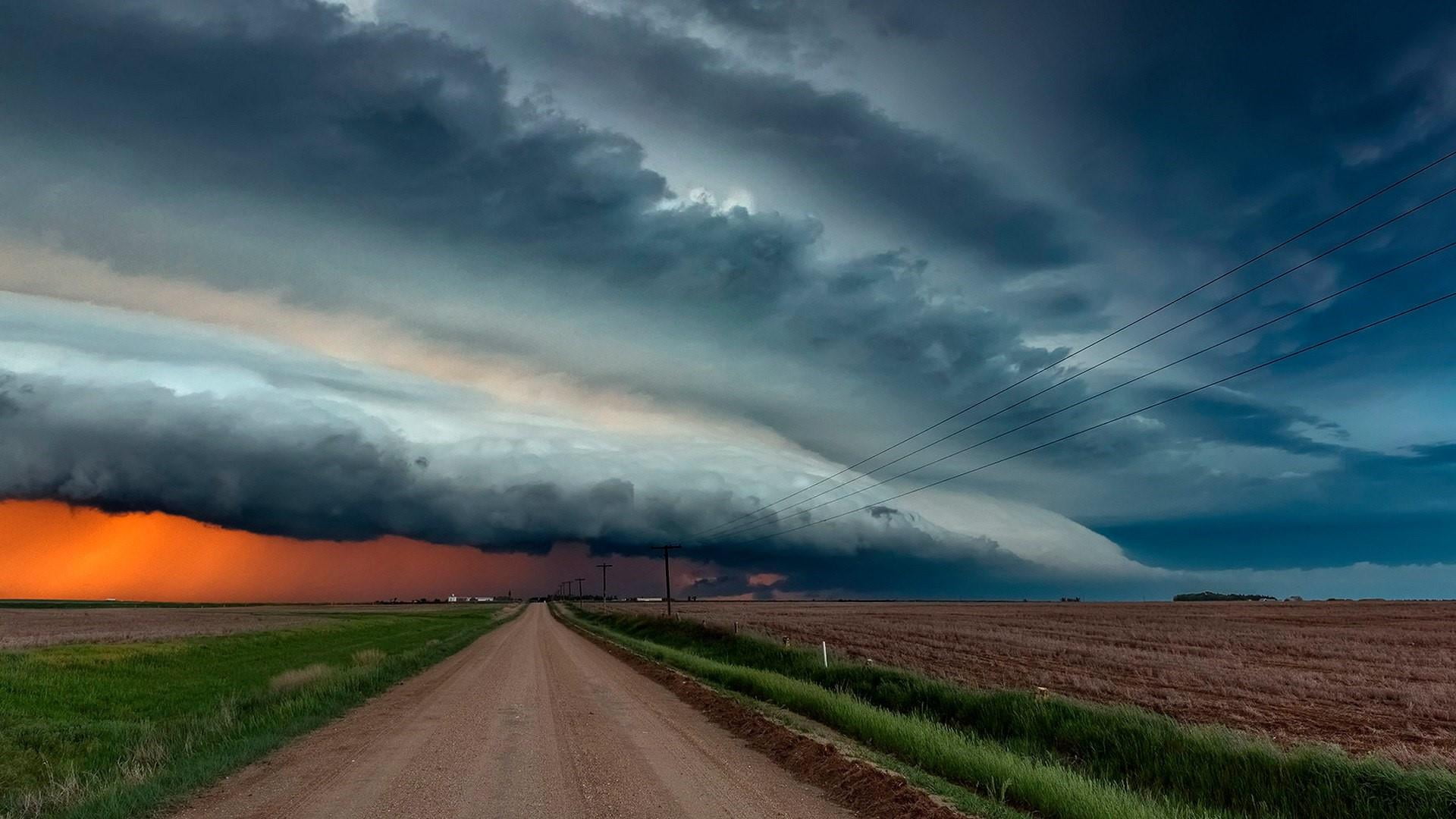 prairie, plain, stormy, beauty in nature, rural area, road, weather, cloud - sky, outdoors, extreme weather, thunderstorm, landscape, sign, diminishing perspective, HD Wallpaper