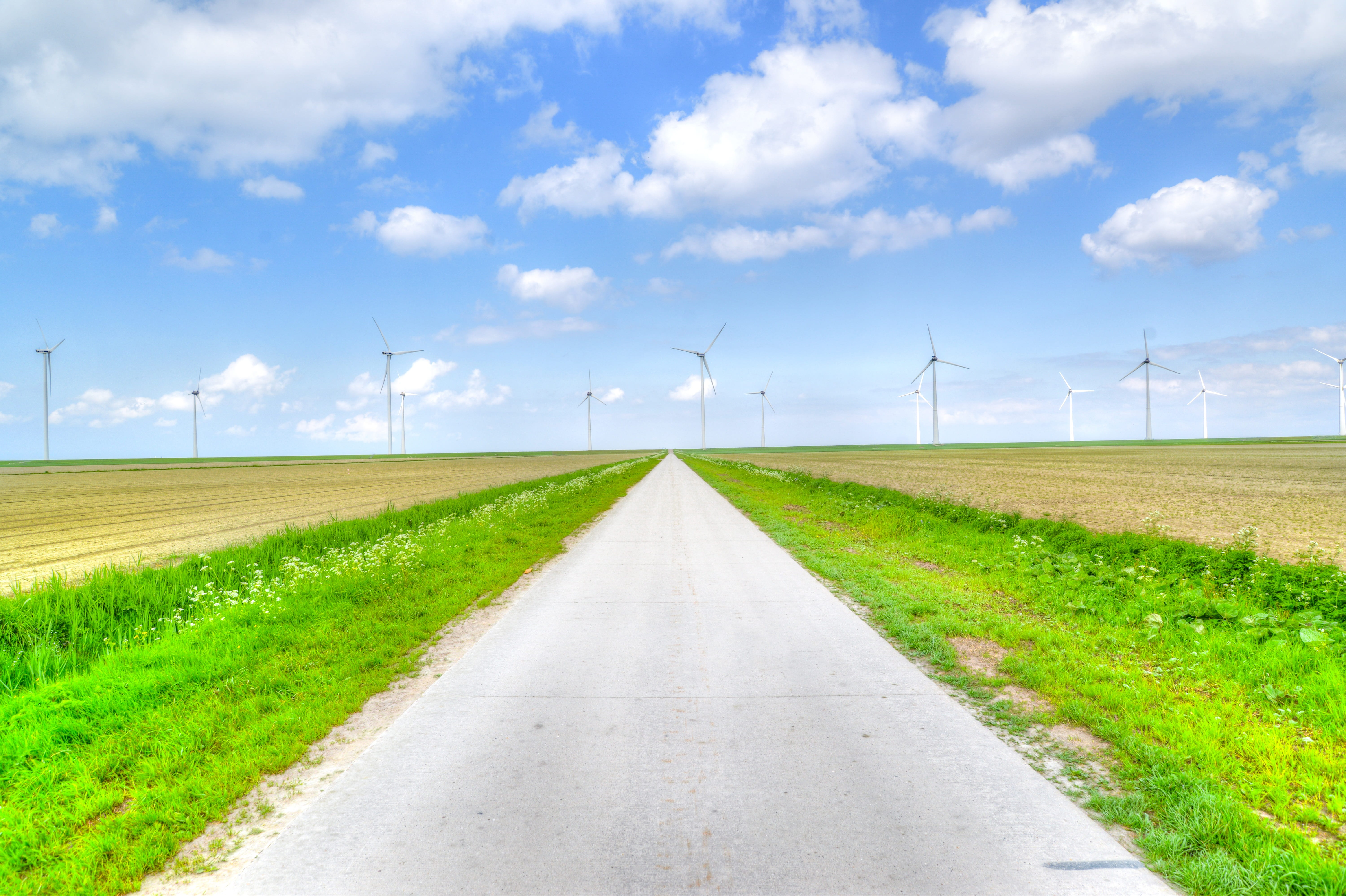 field, nature, agriculture, electricity, composition, groningen, land, plants, fuel and power generation, renewable energy, concrete, windmill, landscape, HD Wallpaper
