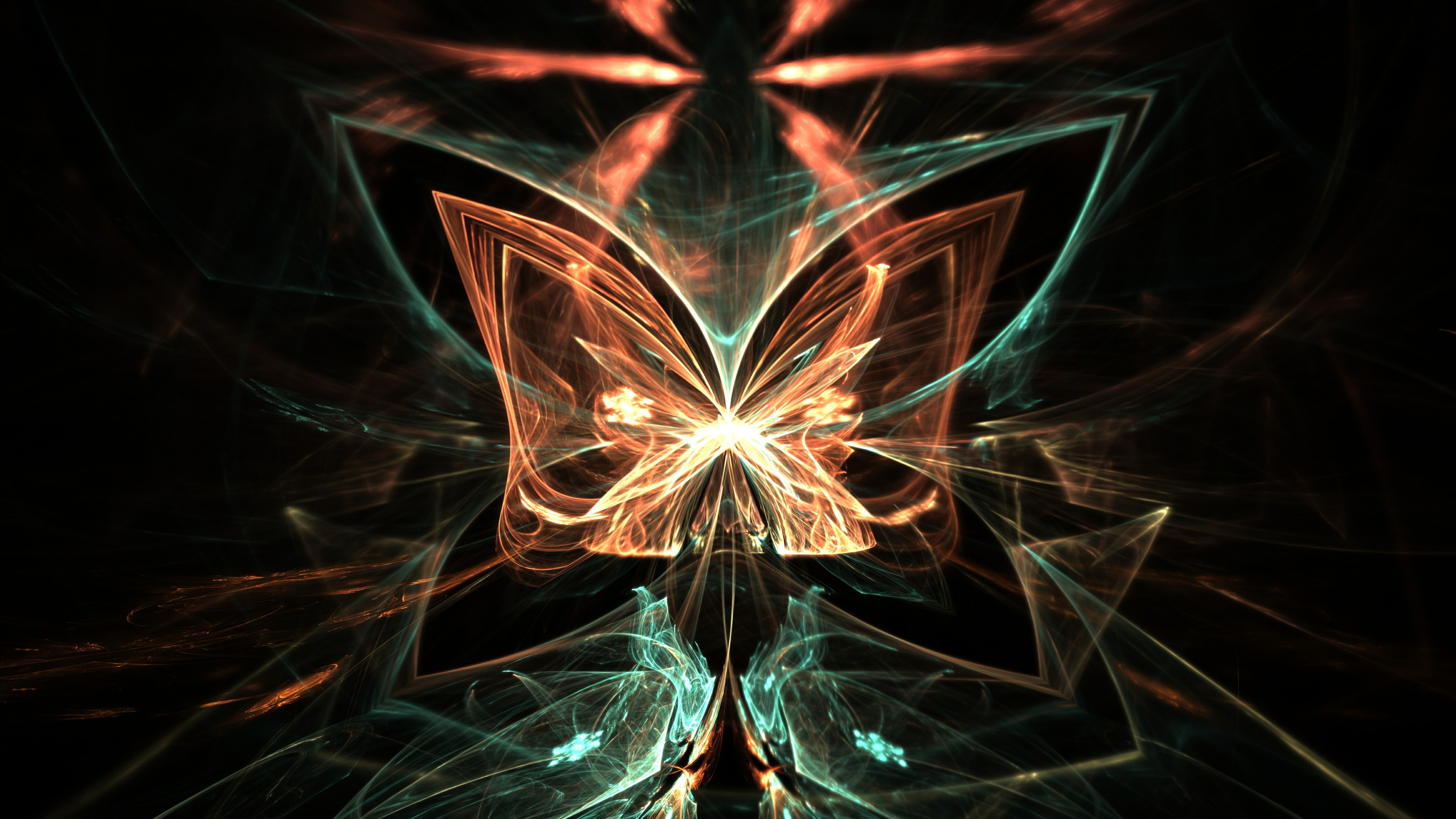 butterfly, artsy, light, fractal, art, 4K, digital art, magic, fantasy, color, creative, glow, HD Wallpaper
