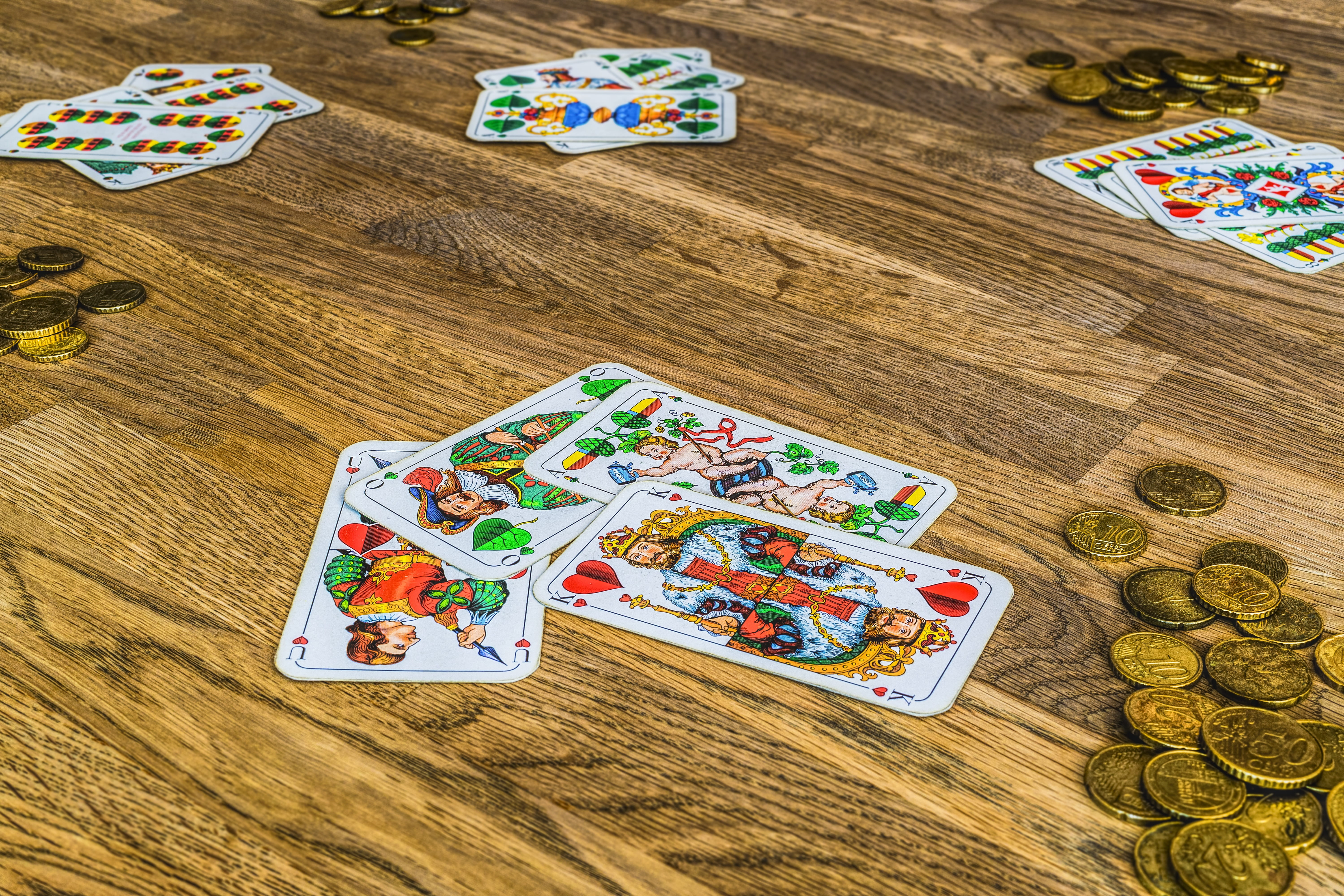 gambling, stammtisch, high angle view, money, wood - material, throw, play, trumpf, tavern, table, schafkopf card, 5K, flooring, relaxation, upper bavaria, HD Wallpaper