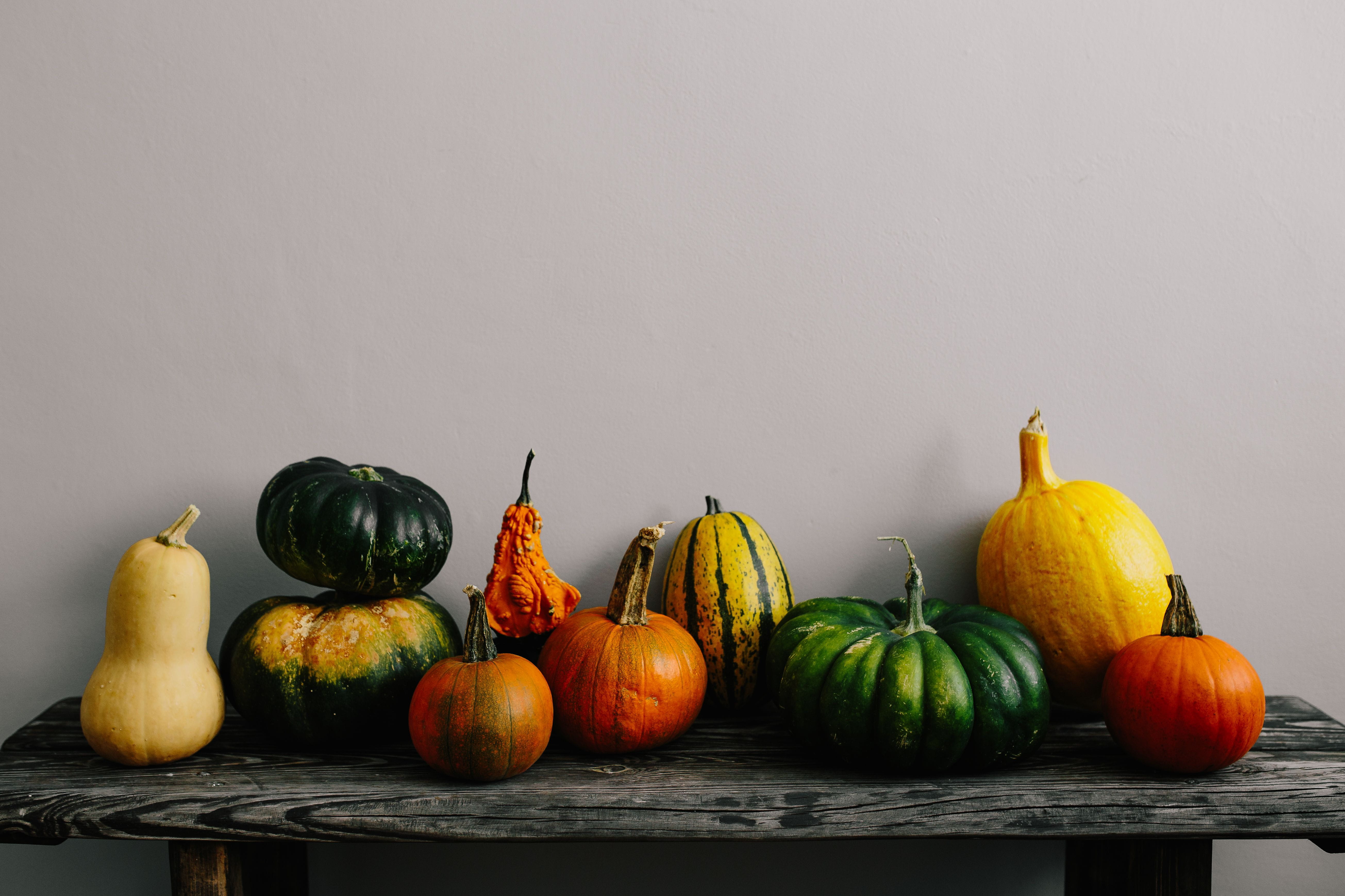 health, orange, indoors, healthy eating, pumpkin, healthy, october, variety, group of objects, fall, november, food and drink, pumpkins, fruit, wellbeing, HD Wallpaper