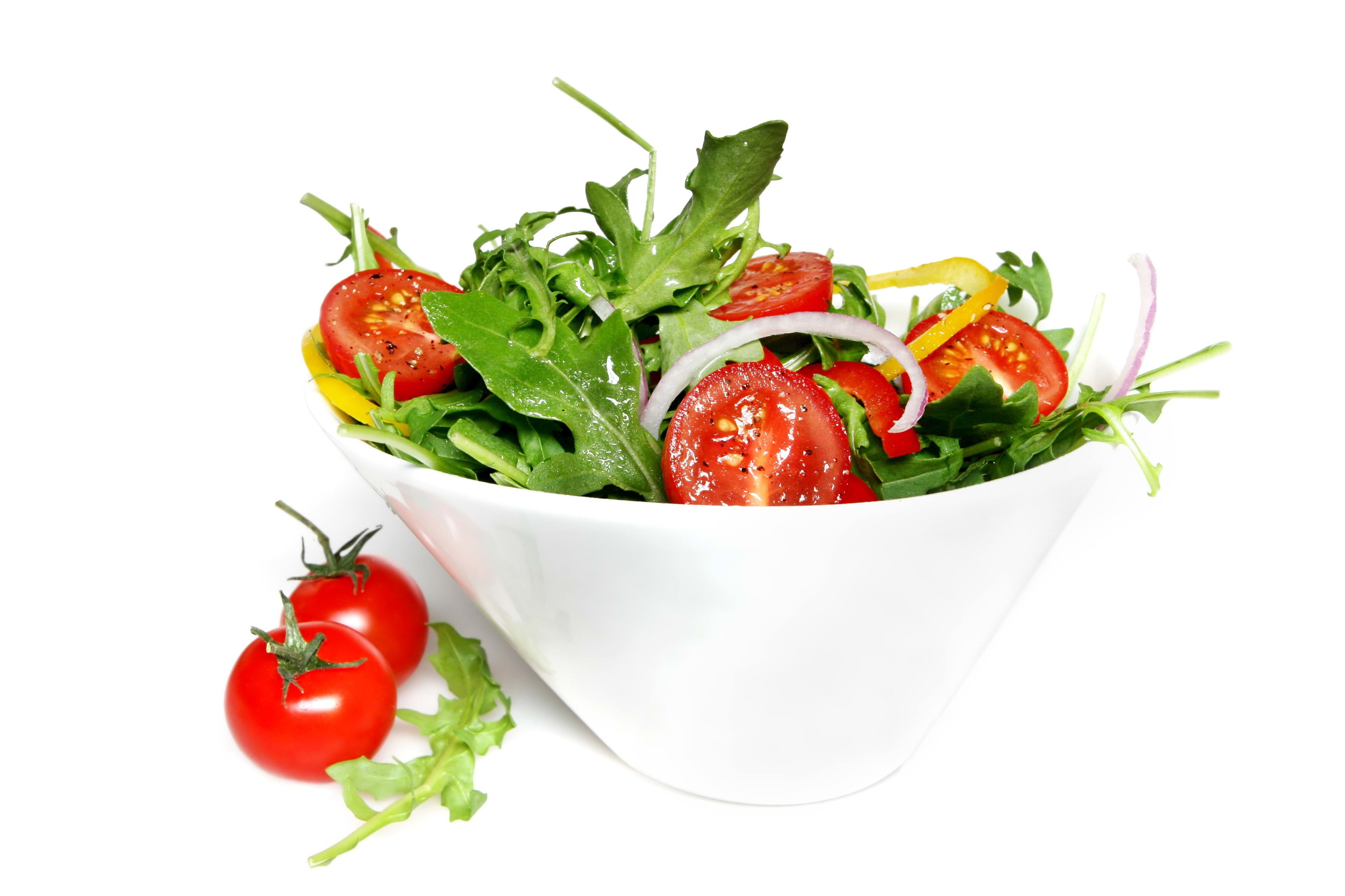 cut out, meal, food, cherry Tomato, lettuce, wellbeing, tomato, food And Drink, organic, still life, white, green Color, studio shot, arugula, dinner, healthy Eating, HD Wallpaper
