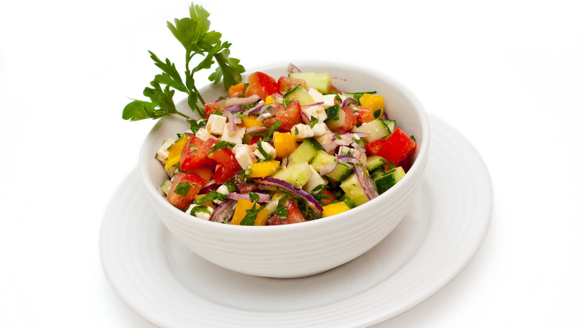 pepper - Vegetable, vegetables, isolated, onion, bowl, carrot, white, food, lunch, sliced, tomato, healthy Lifestyle, healthy Eating, crockery, spice, vegetarian Food, HD Wallpaper