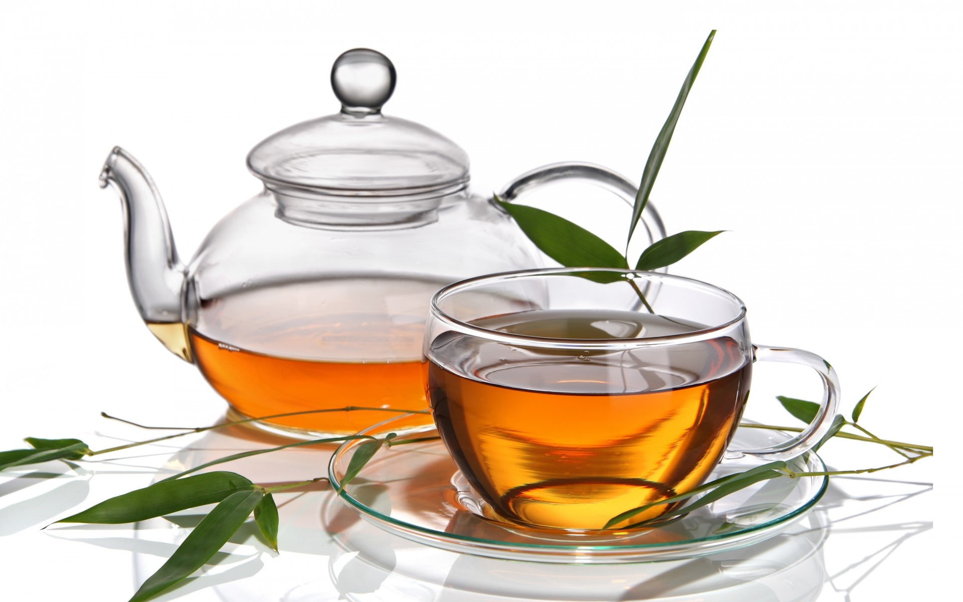 tea, beverage, 1080P, cup, saucer, kettle, leaves, HD Wallpaper