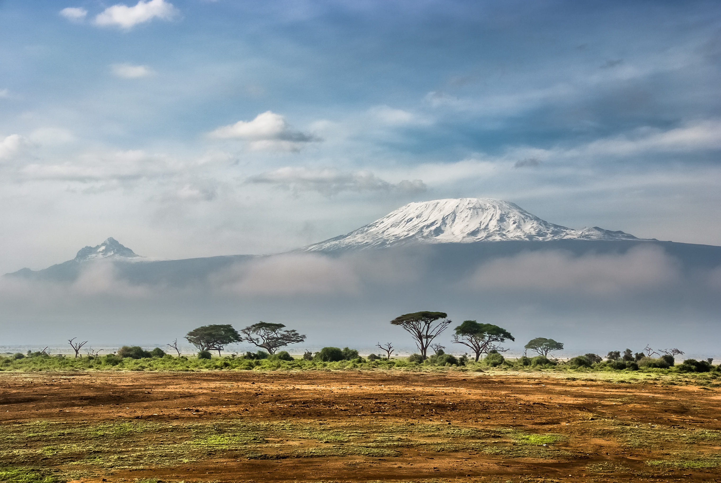 cloud, travel, near, covered, safari, mountain, snowcapped mountain, outdoors, nature, snow, landscape, volcano, tree, park, mist, environment, tranquil scene, HD Wallpaper