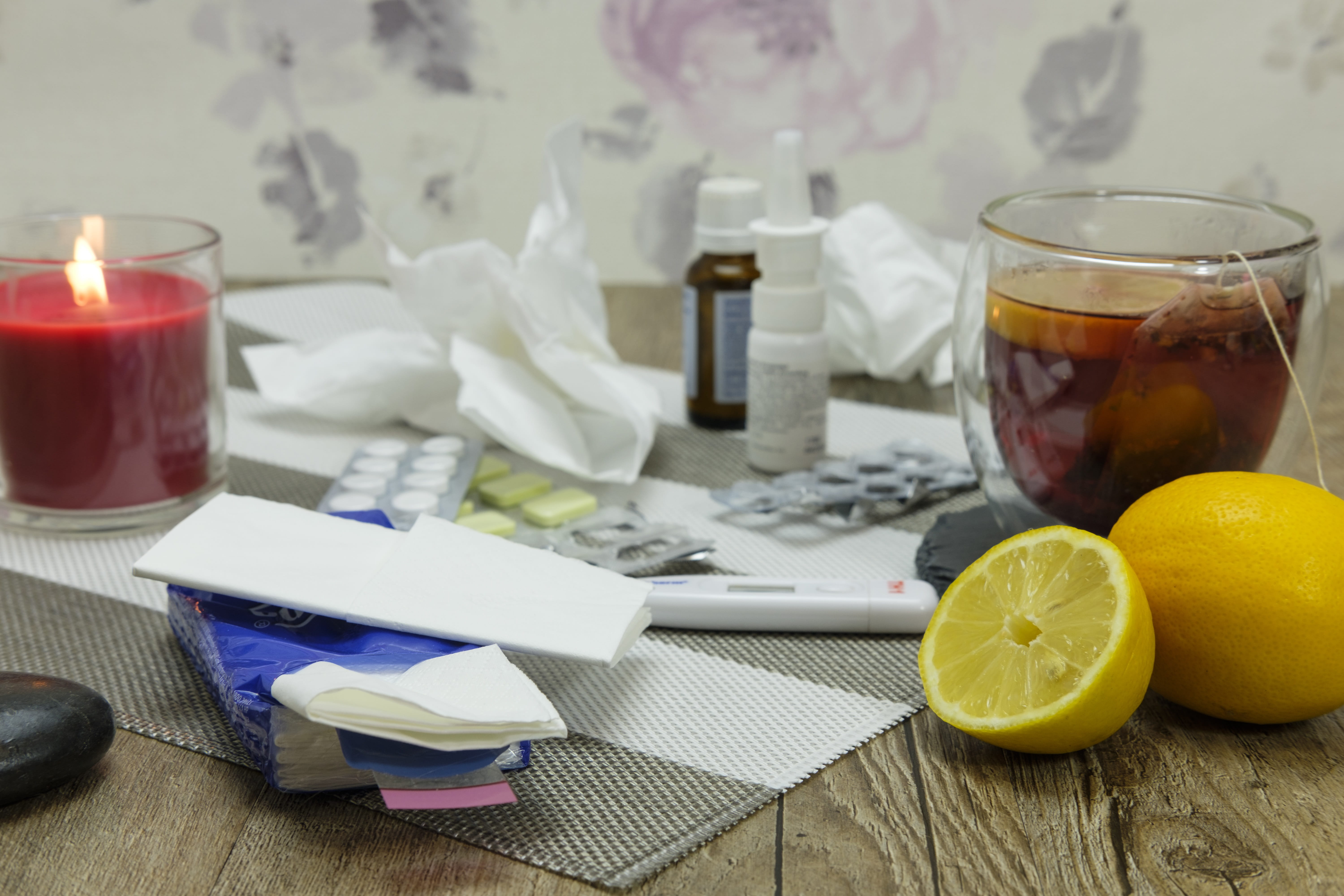 drug, ill, table, tissue, defense, food and drink, drinking glass, lemons, temperature, tee, food, indoors, household equipment, warm, citrus fruit, immune, HD Wallpaper