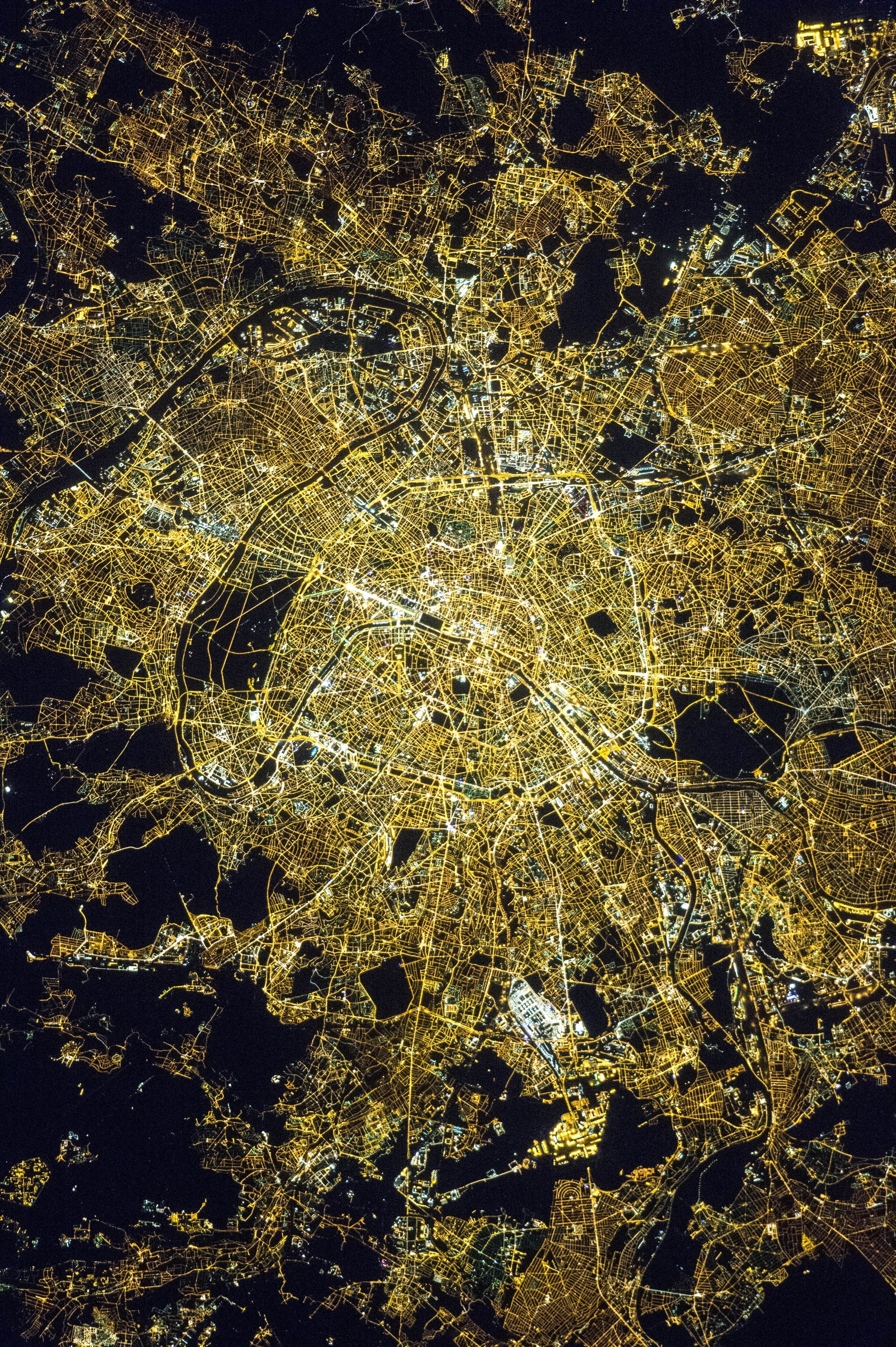night, france, beauty in nature, landscape, international space station, space, day, panorama, city, snow, outdoors, nasa, high angle view, city of lights, Phone HD Wallpaper