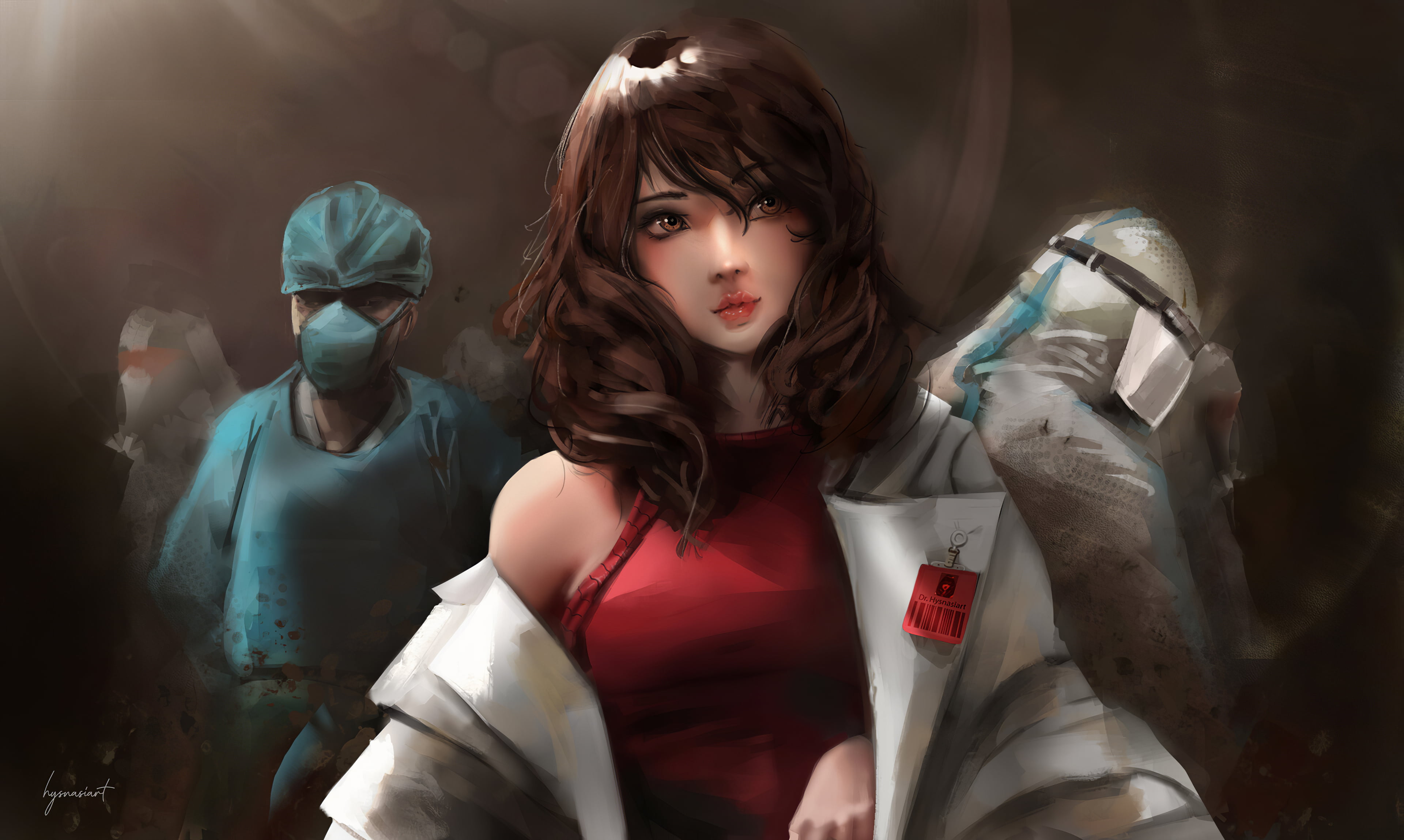 environment, corona virus, digital painting, mask, character design, viruses, digital art, doctors, artwork, illustration, Virus, 4K, concept art, Doctor, HD Wallpaper
