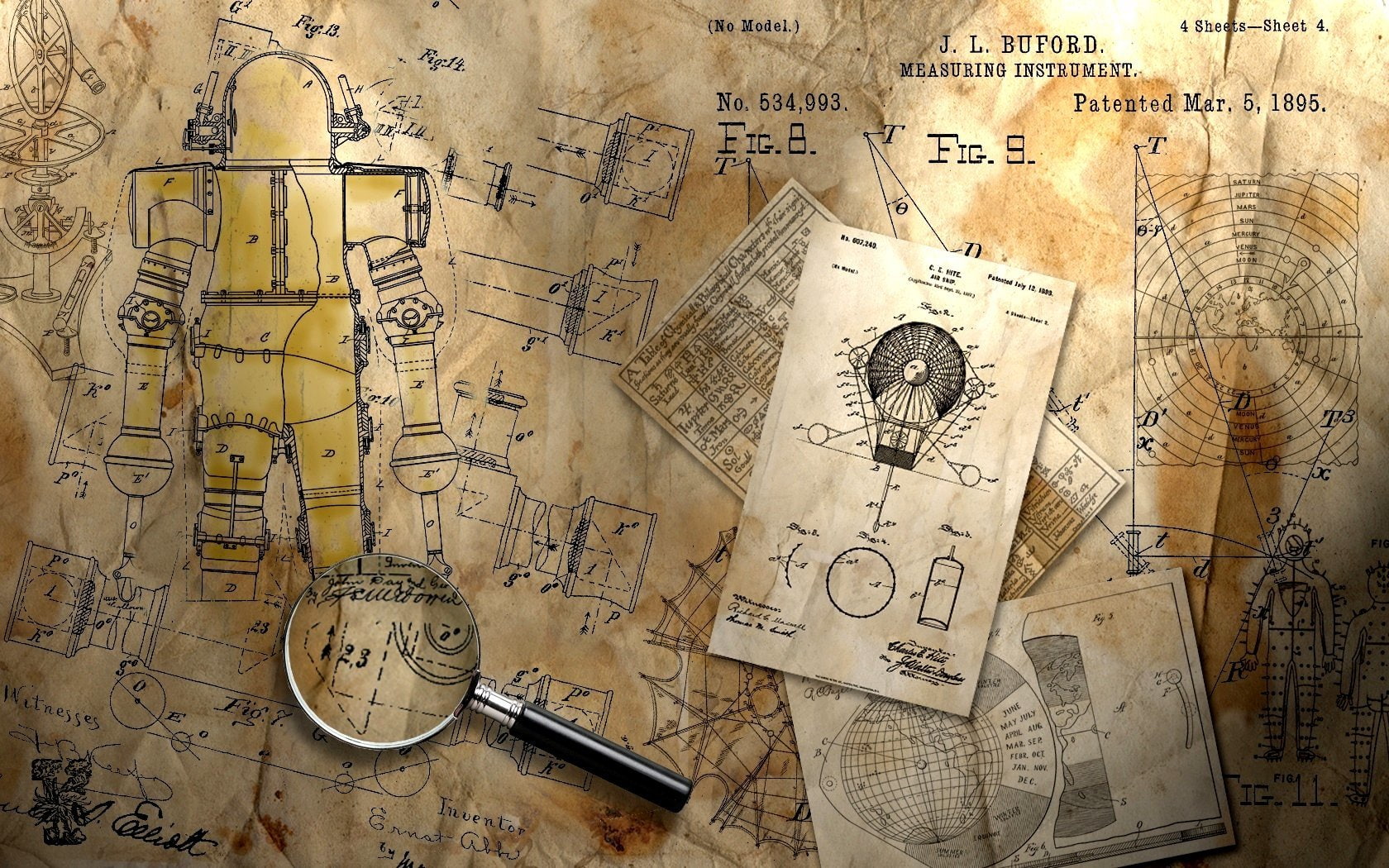 black, magnifying, 720P, Sci Fi, Steampunk, glass, HD Wallpaper