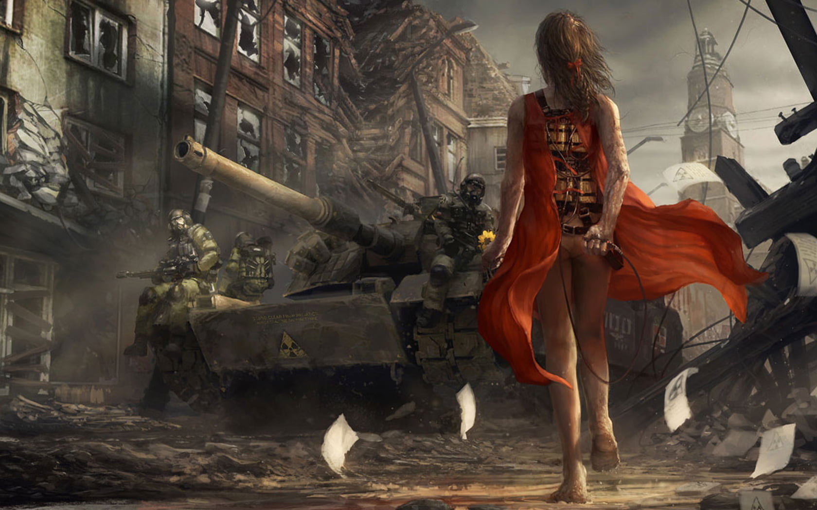 soldiers, red, water, city, art and craft, animal themes, tank, animal representation, virus, representation, motion, one person, outdoors, building exterior, HD Wallpaper