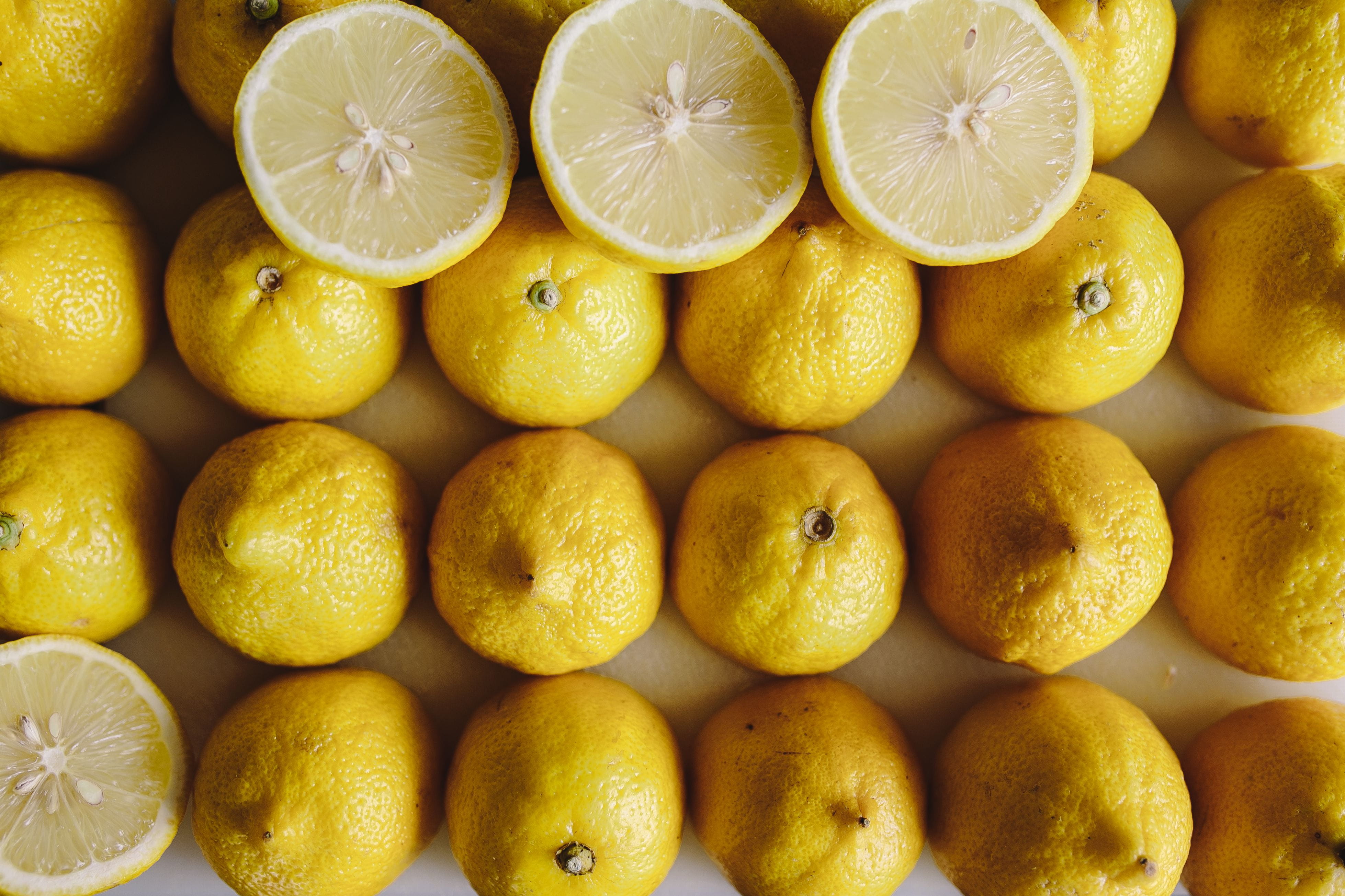lemon, orange color, close-up, orange - Fruit, backgrounds, food, large group of objects, 4K, lemons, full frame, indoors, yeallow, Fresh, fruit, abundance, HD Wallpaper
