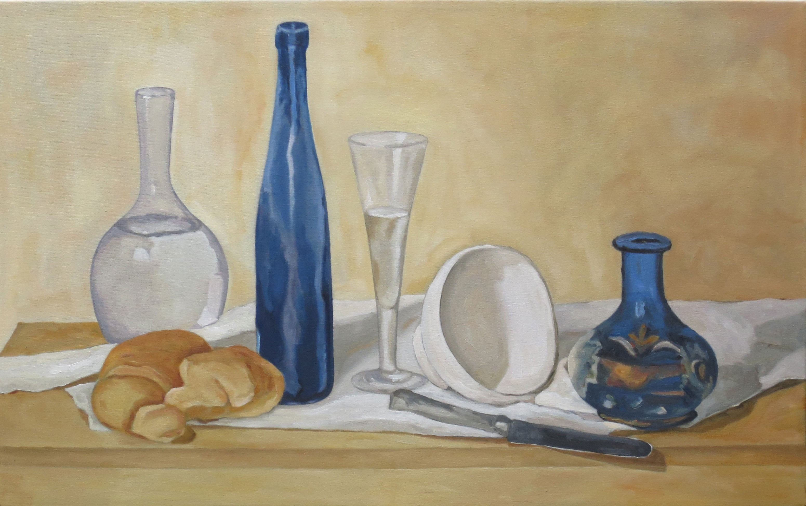 glass, knife, close-up, no people, Giorgio Morandi, still life, food and drink, fork, wooden spoon, 2K, freshness, wood - material, indoors, eating utensil, HD Wallpaper