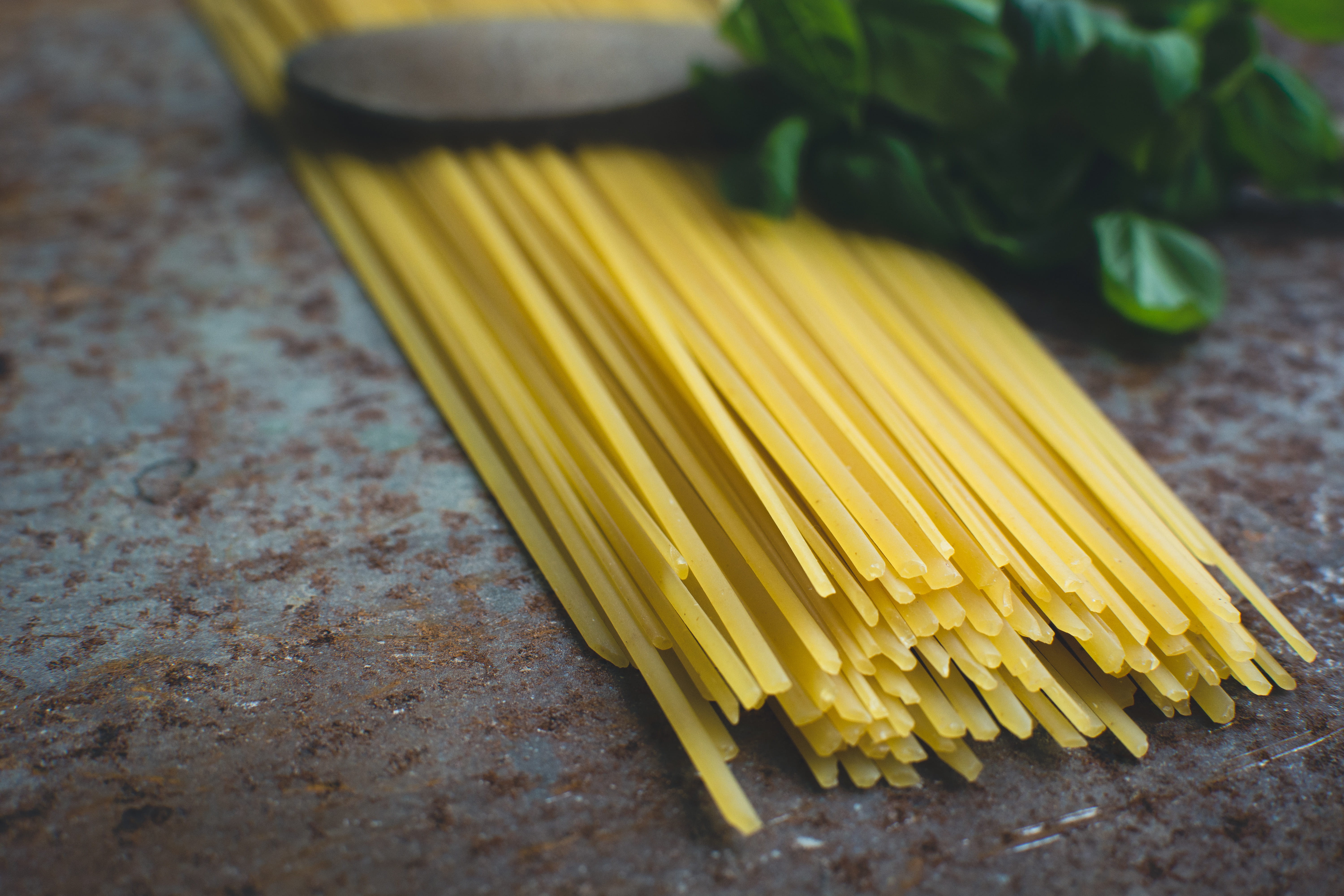 ingredient, macaroni, table, raw Food, wooden spoon, close-up, herb, basil, healthy Eating, cooking, freshness, dinner, still life, gourmet, wood - Material, HD Wallpaper