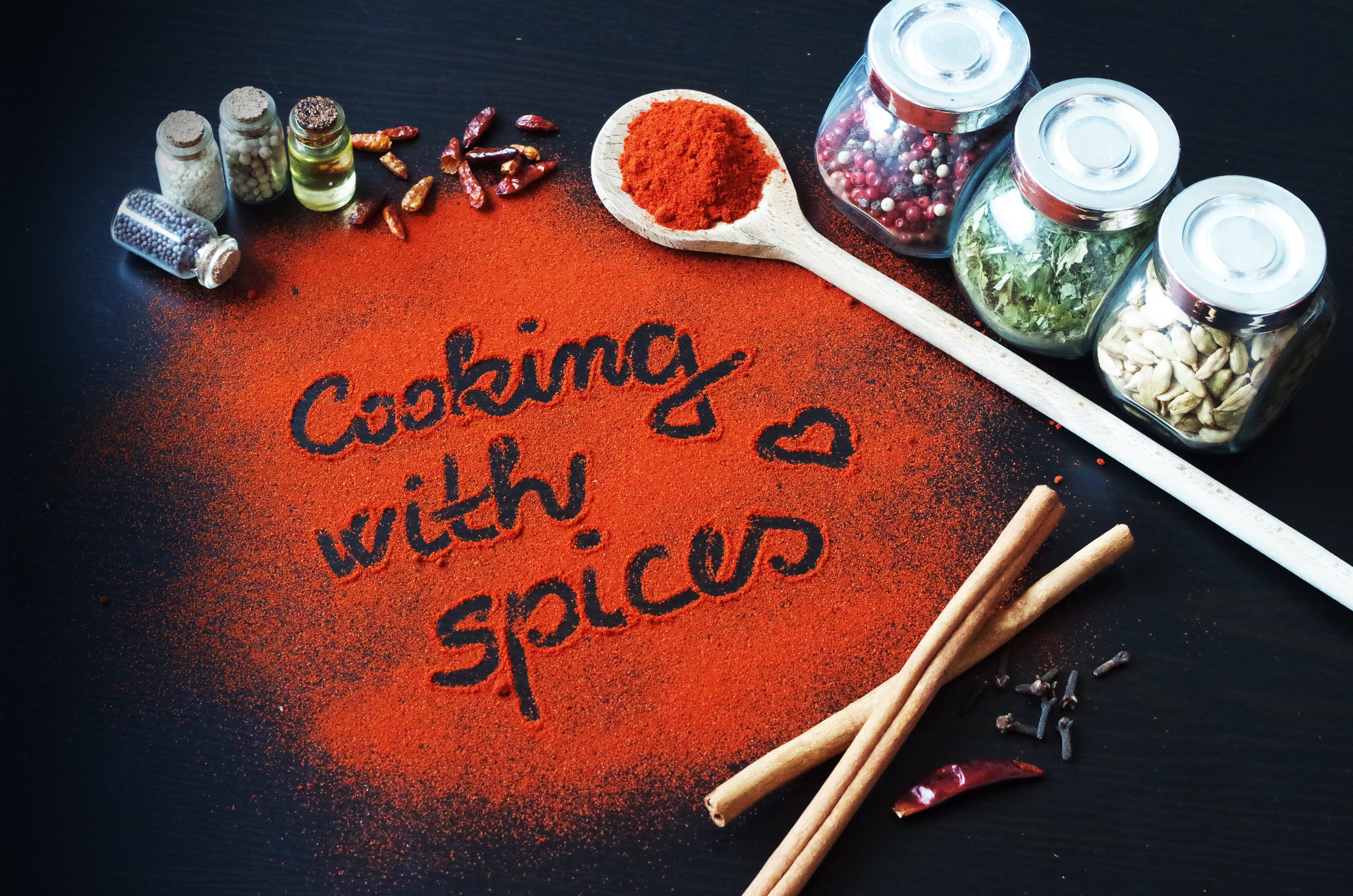 red, soy sauce, colorful, food and drink, no people, container, day, indoors, text, healthcare and medicine, Paprika, 4K, colorful spices, small group of objects, HD Wallpaper