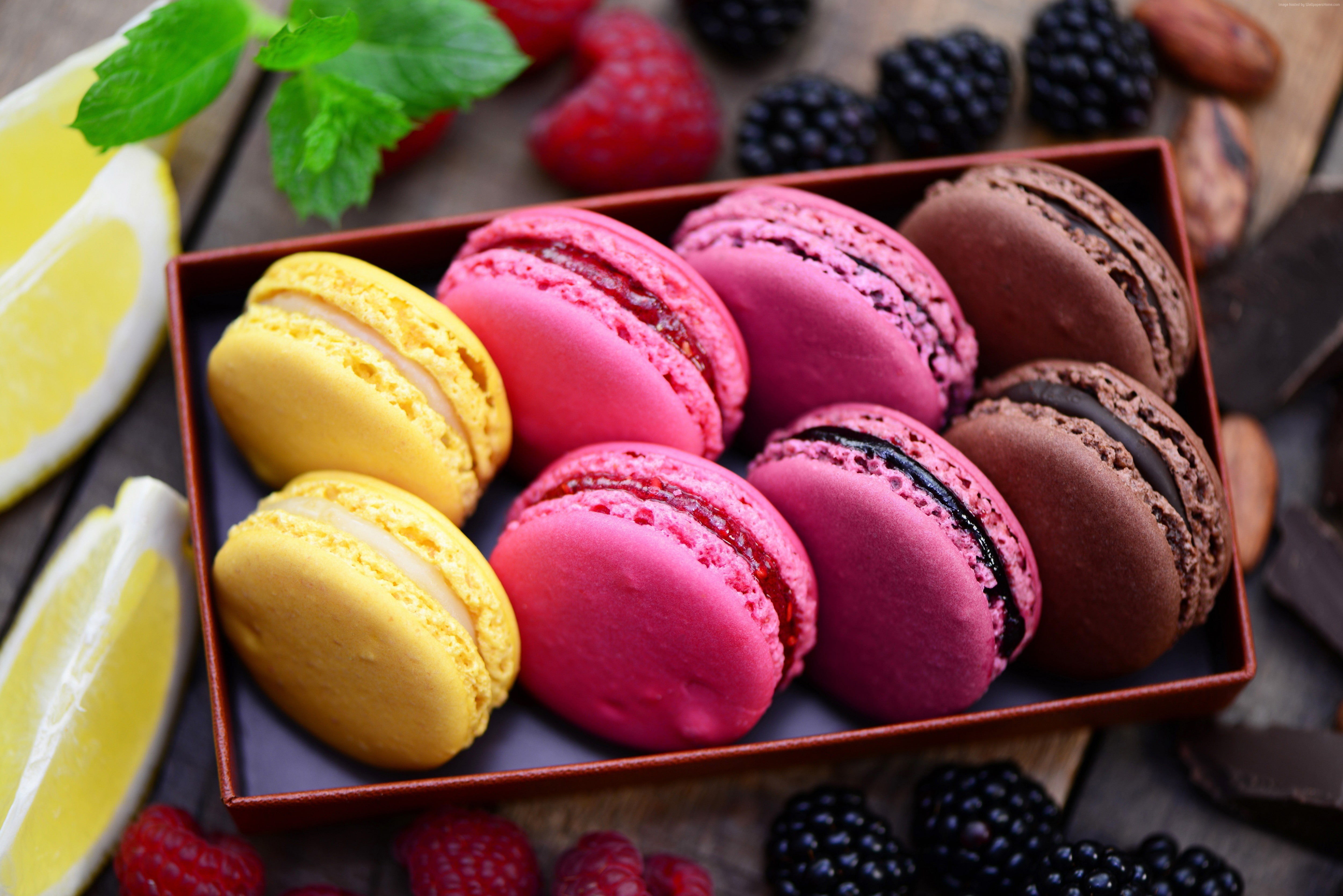 macaroon, raspberry, lemon, cooking, 4K, recipe, chocolate, blackberry, HD Wallpaper