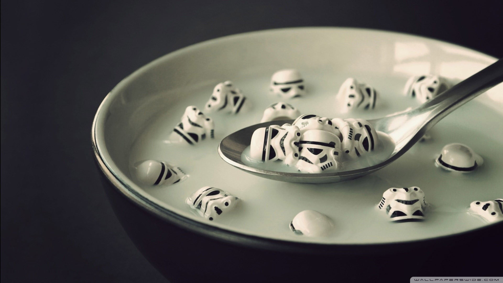 1080P, close-up, plate, wealth, food and drink, silver colored, stormtrooper, no people, kitchen utensil, spoon, metal, silver - metal, high angle view, HD Wallpaper