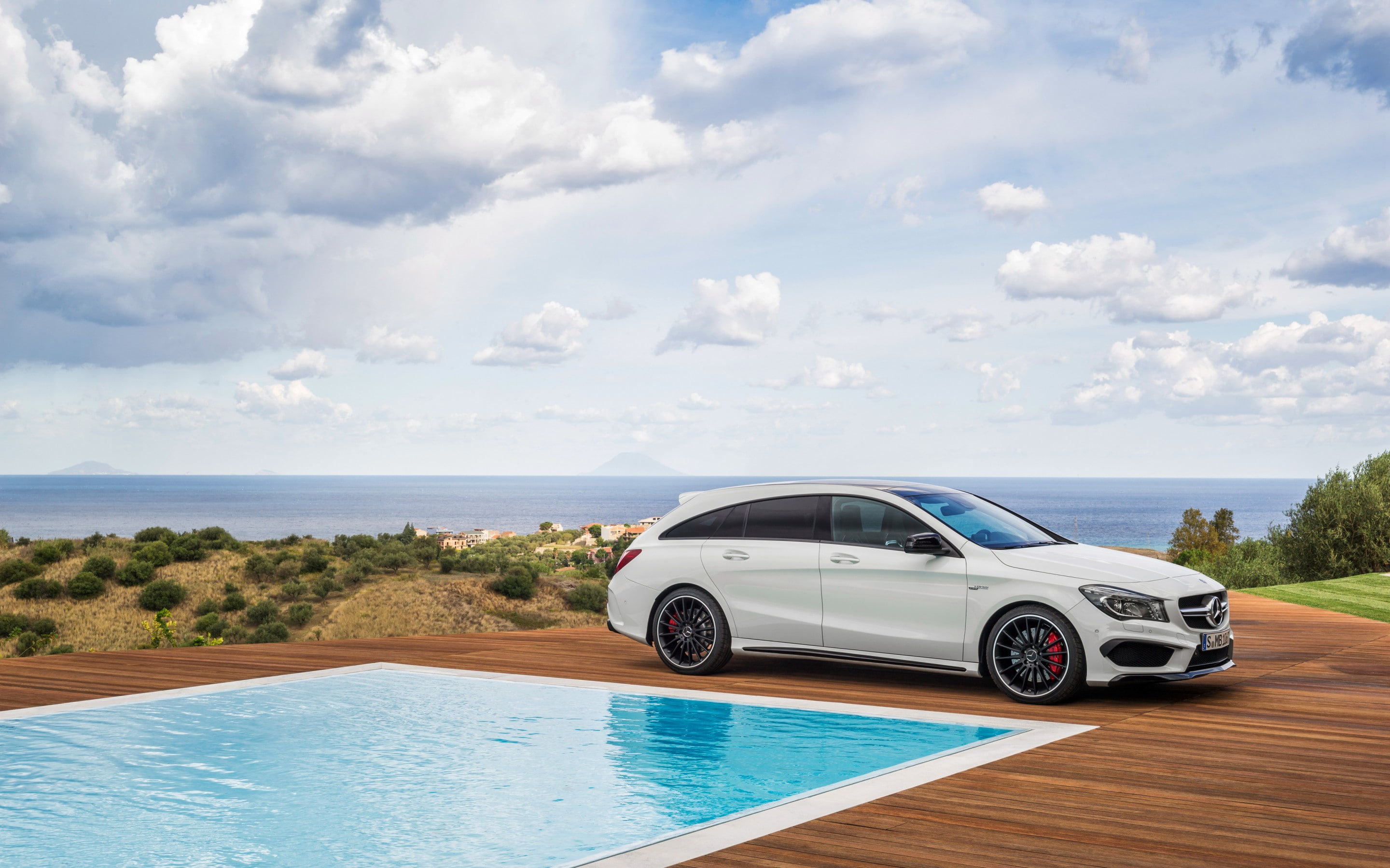 Mercedes, AMG, hatchback, X117, door, CLA 45, 2K, cla, white, 2015, Shooting Brake, HD Wallpaper