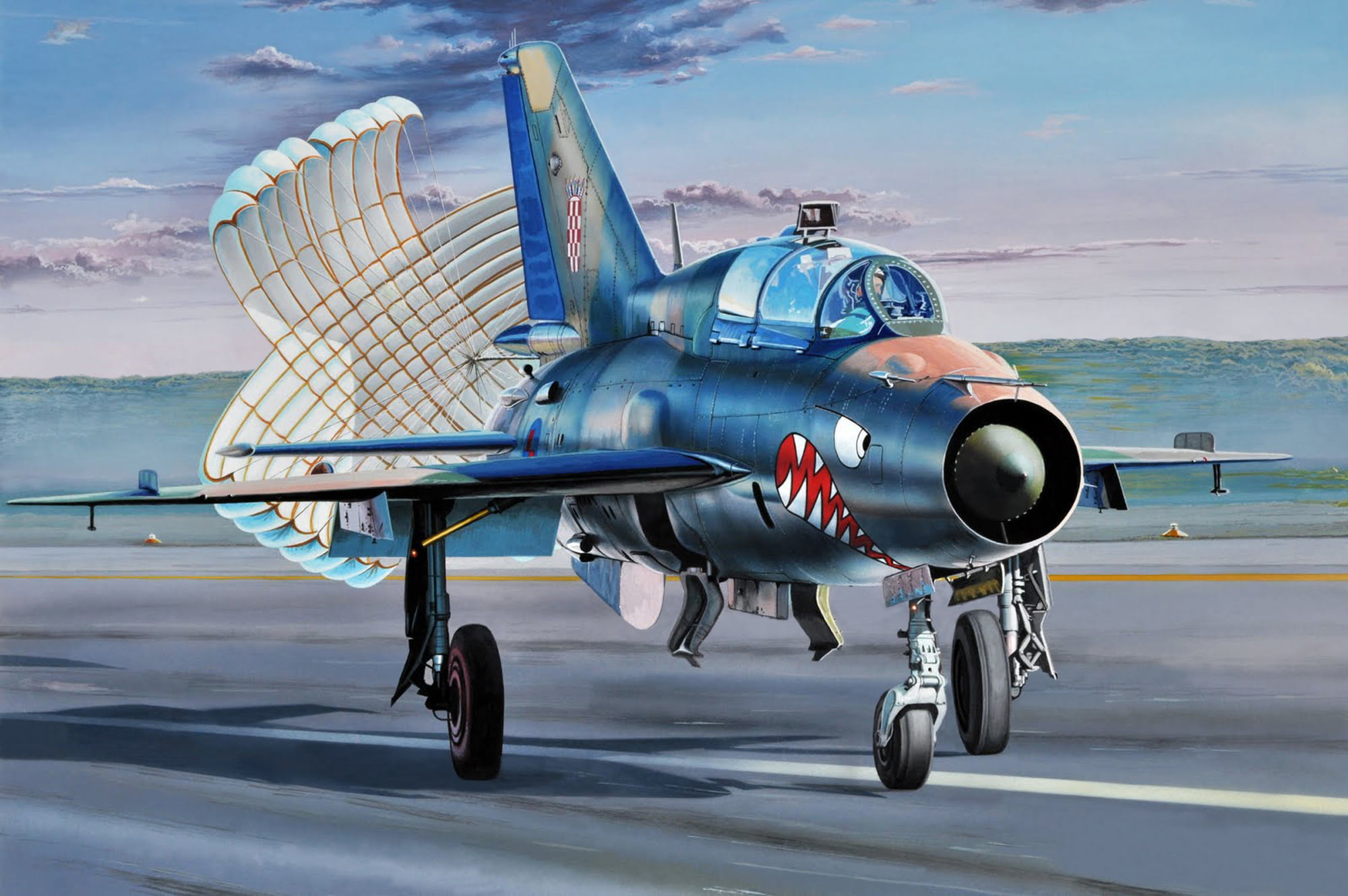 horizon over water, transportation, artist, Soviet, the, military airplane, military, The MiG-21, released, fighter, first, combat, fighter plane, mode of transportation, HD Wallpaper