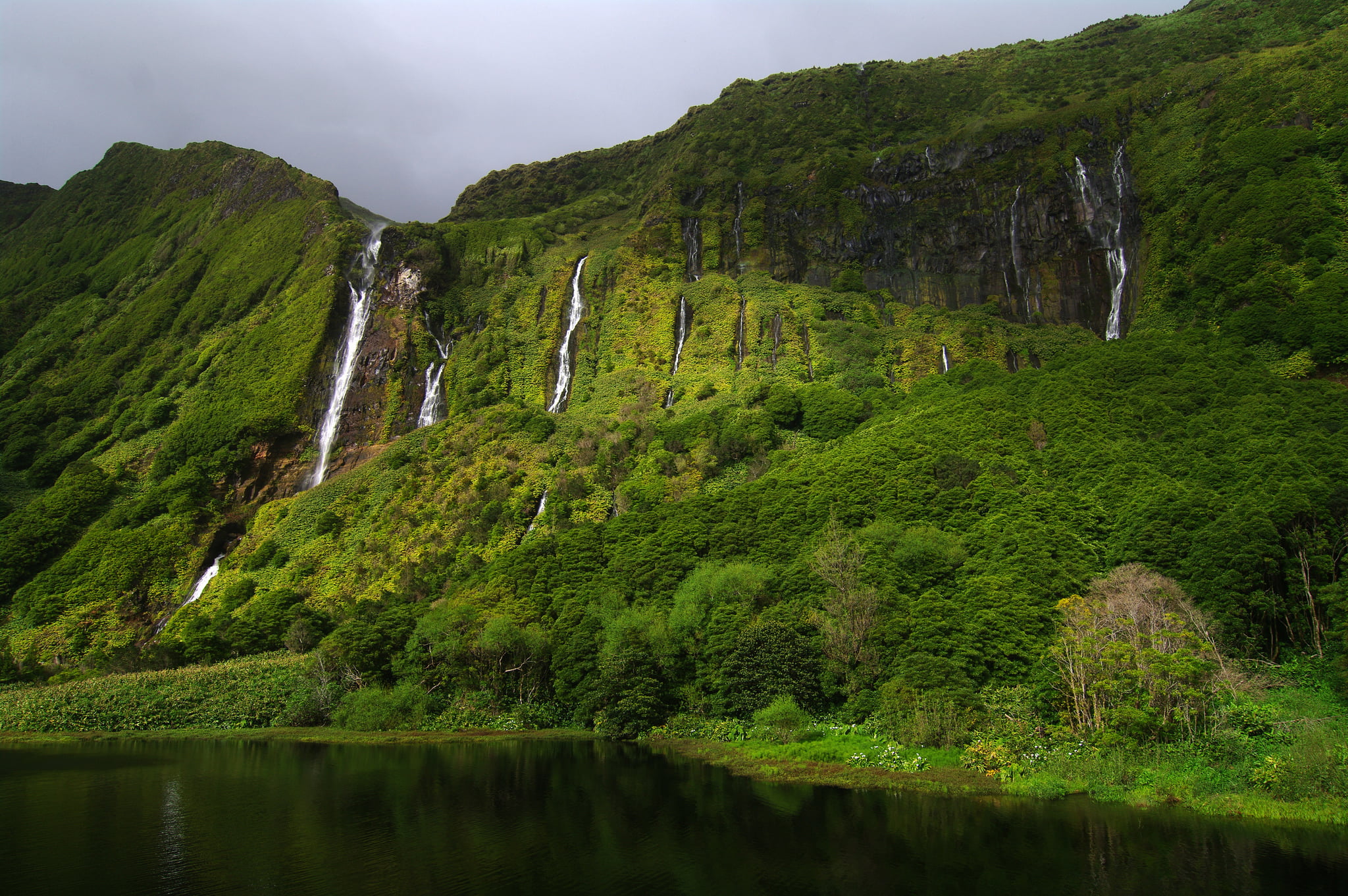 1080P, national Landmark, day, Franzina, sky, stream, growth, famous Place, travel, outdoors, forest, landscape, the island of Flores, waterfall, tourism, HD Wallpaper