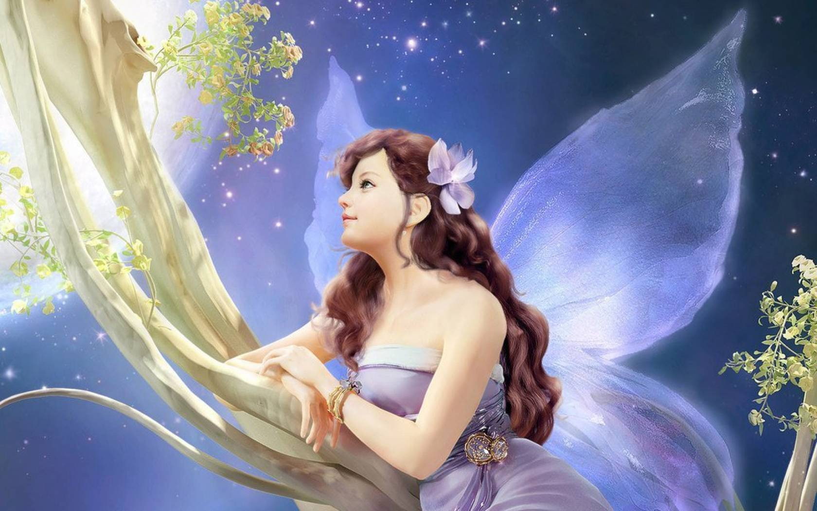 alas, 720P, fantasia, mujer, hada, flores, HD Wallpaper