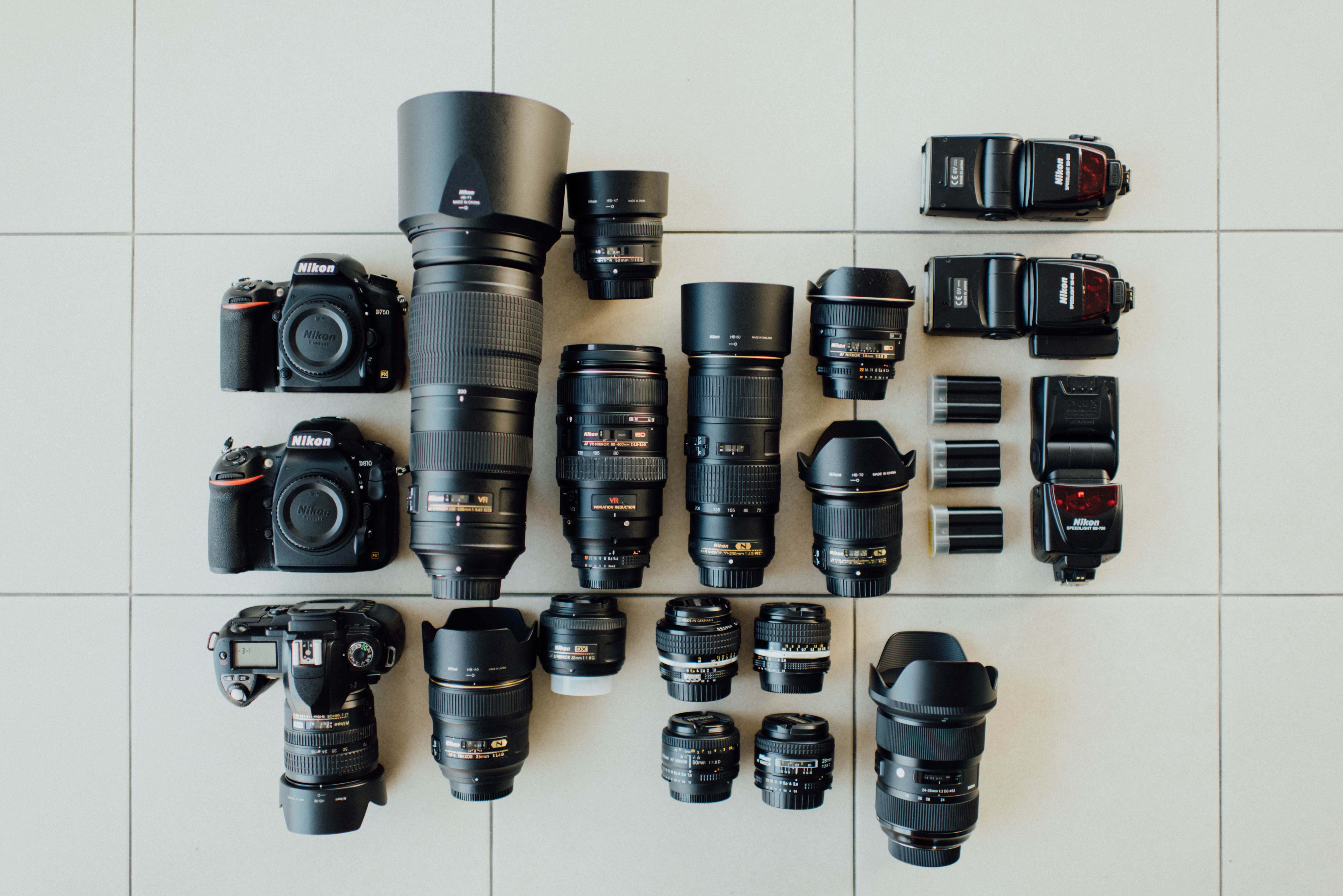 lay, backgrounds, technology, tech, set, photography, flash, optical Instrument, gear, photography Themes, black Color, photographer, wideangle, flat, equipment, HD Wallpaper