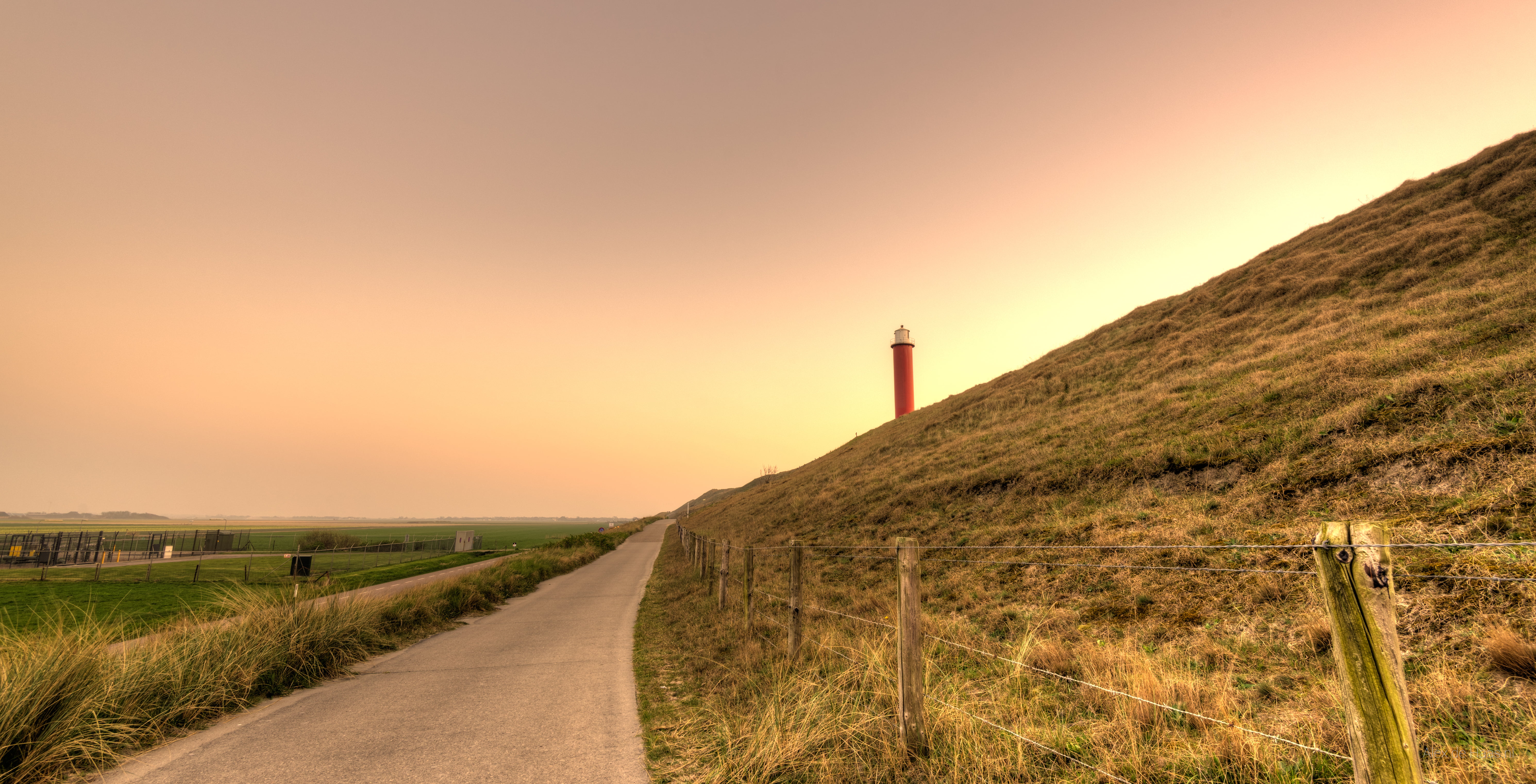 sunset, D750, 5K, Grote, grass, Netherlands, sky, lucht, road  16, Noord-Holland, maritime, Nederland, Kaap, dunes, zon, serene, golden hour, landscape, HD Wallpaper