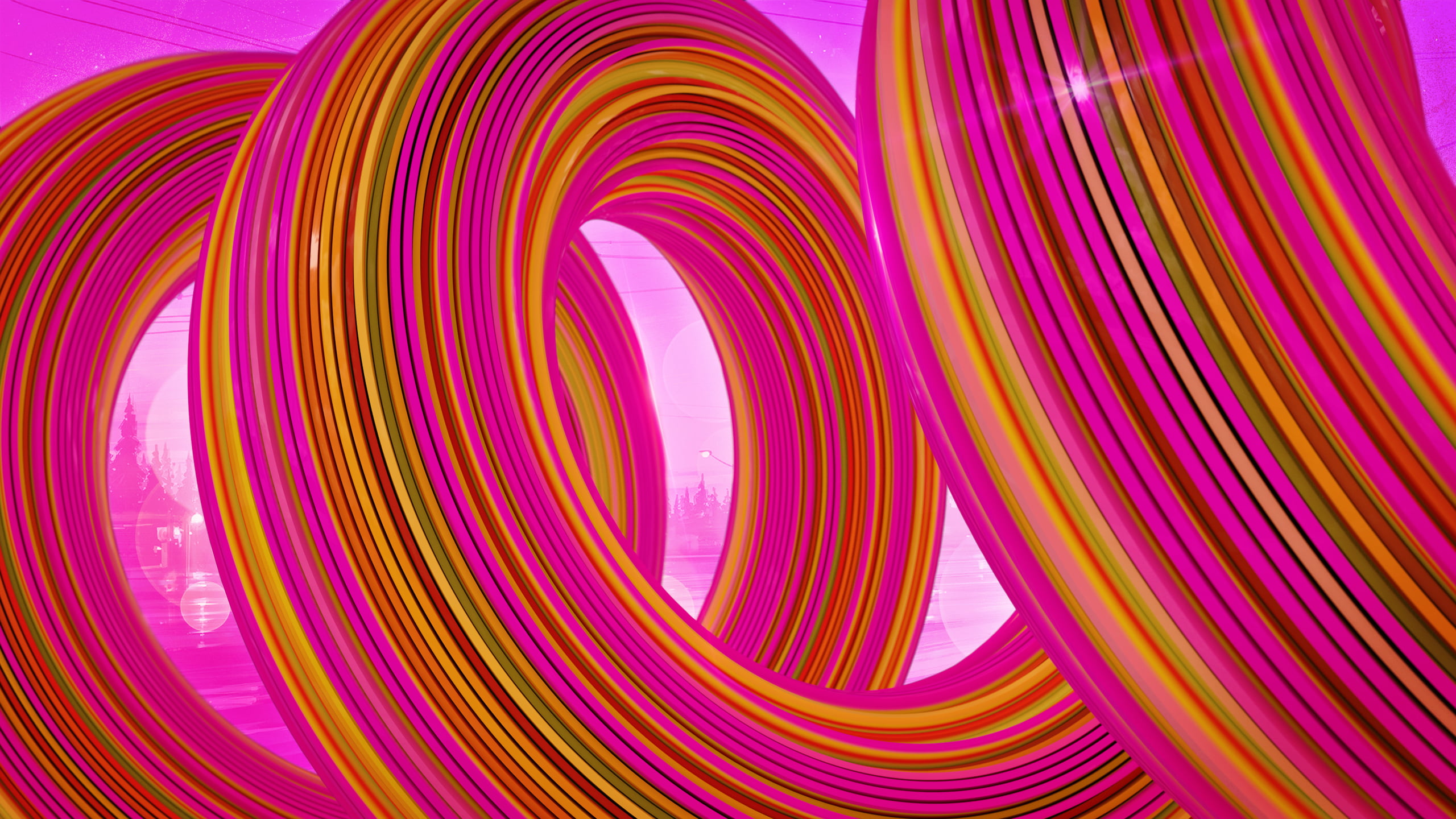 glowing, 2K, pink color, no people, psychedelic, indoors, illuminated, close-up, brightness, art and craft, abundance, pattern, complexity, motion, backgrounds, HD Wallpaper
