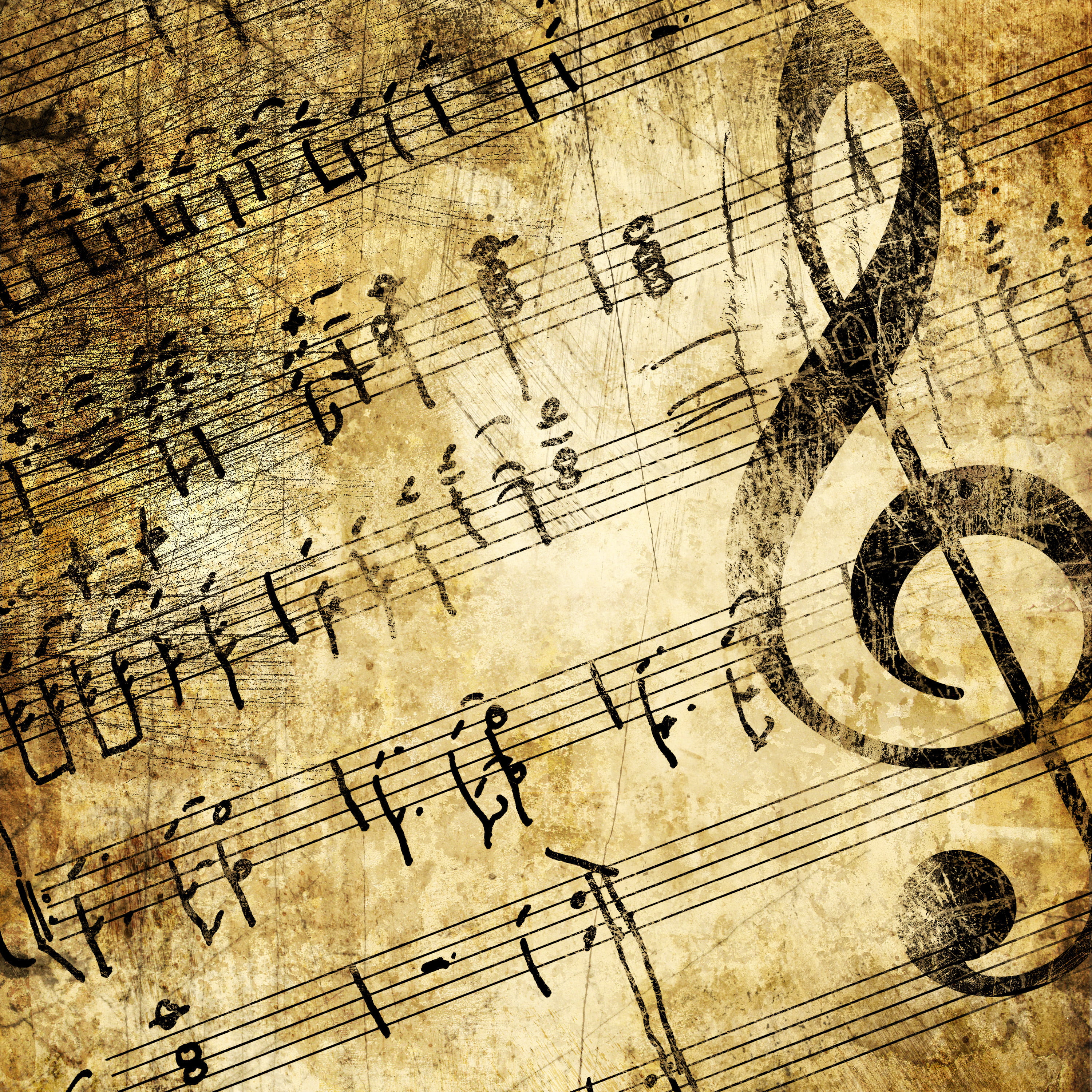 beige, classic, creativity, background, wood - Material, string Instrument, the past, textured, 2K, digital, Sepia, notes, paper, retro Styled, treble Clef, Phone HD Wallpaper
