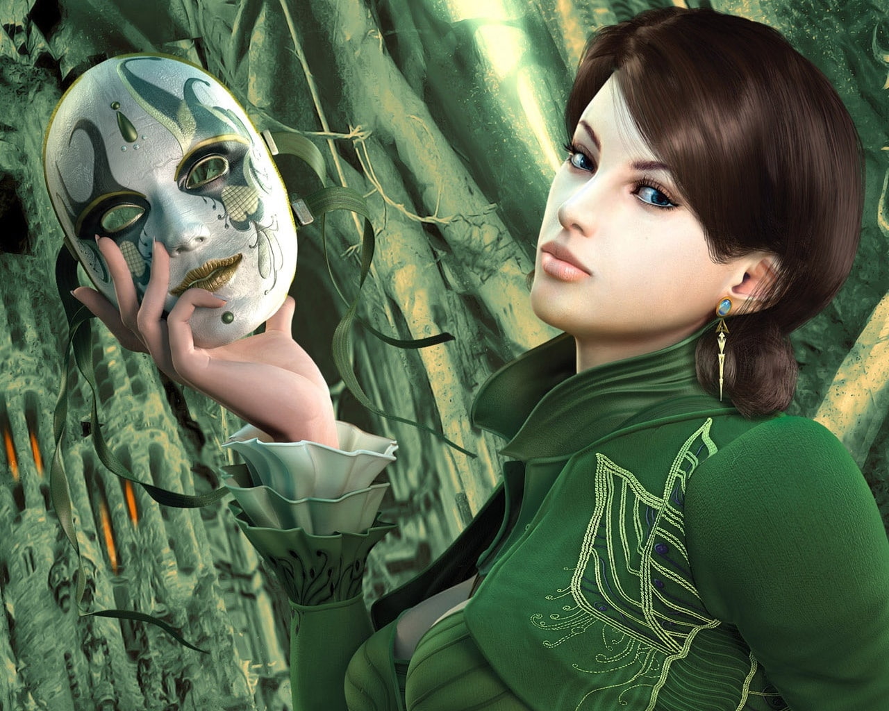 earrings, mesmer, 720P, wars, masks, x, hd, games, brunettes, women, video, art, guild, HD Wallpaper
