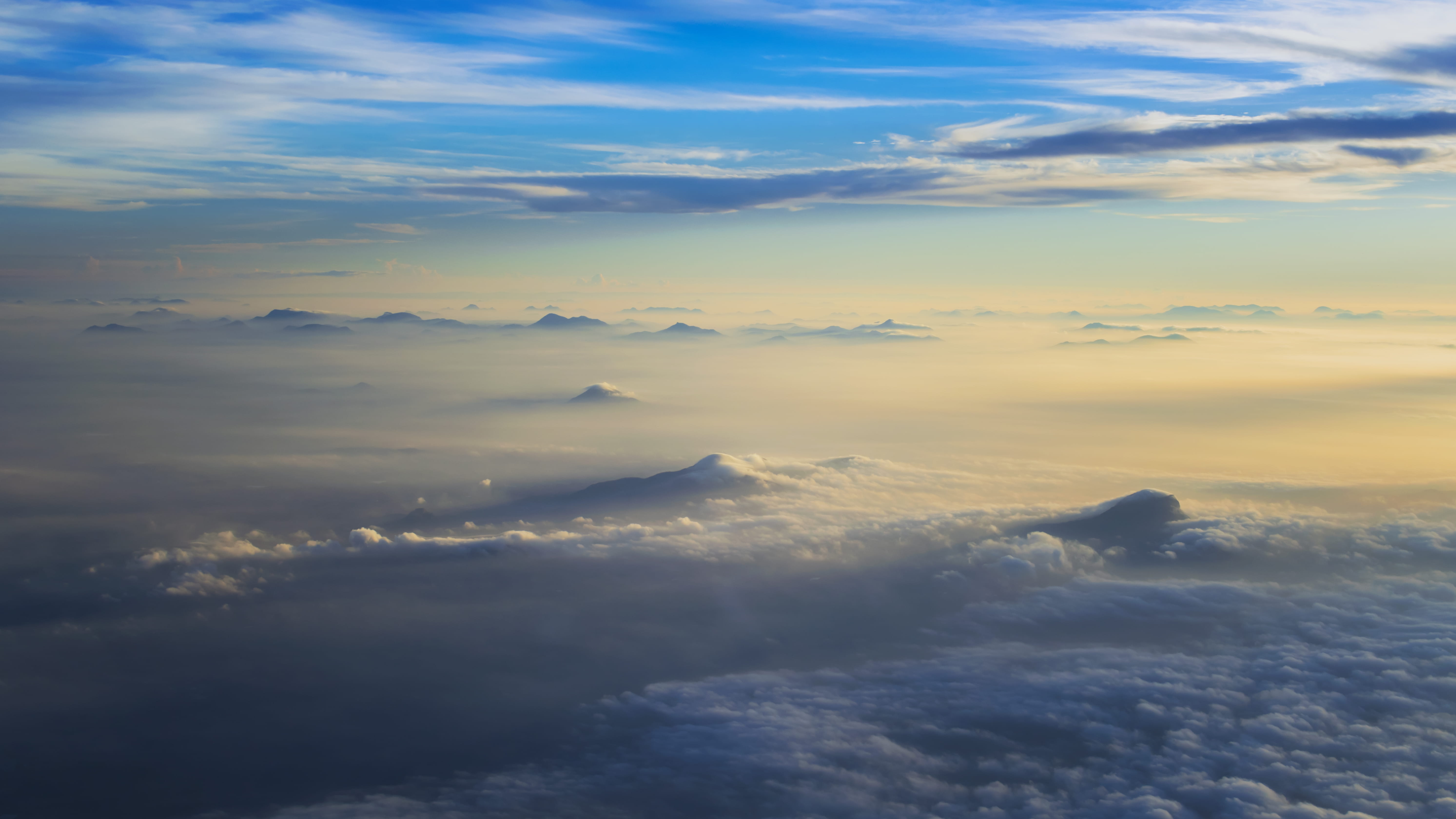 cloudy, aerial view, up in the air, nature, non-urban scene, mesmerizing, fog, bird eye view, landscape, beautiful, wanderlust, idyllic, cloudscape, breathtaking, HD Wallpaper