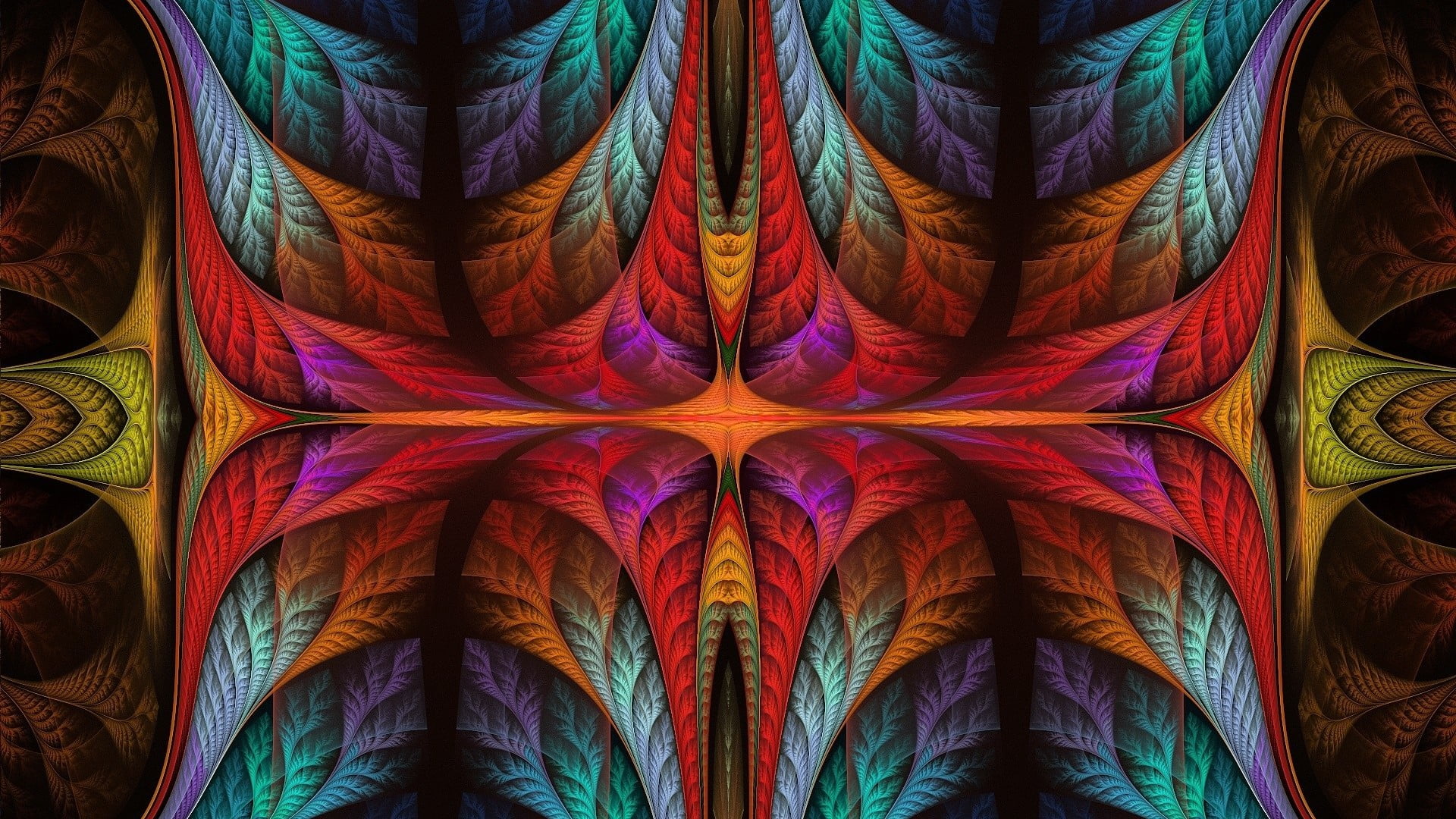 textile, kaleidoscope, no people, art and craft, design, colorful, floral pattern, graphic design, 1080P, art, close-up, psychedelic art, creativity, indoors, HD Wallpaper