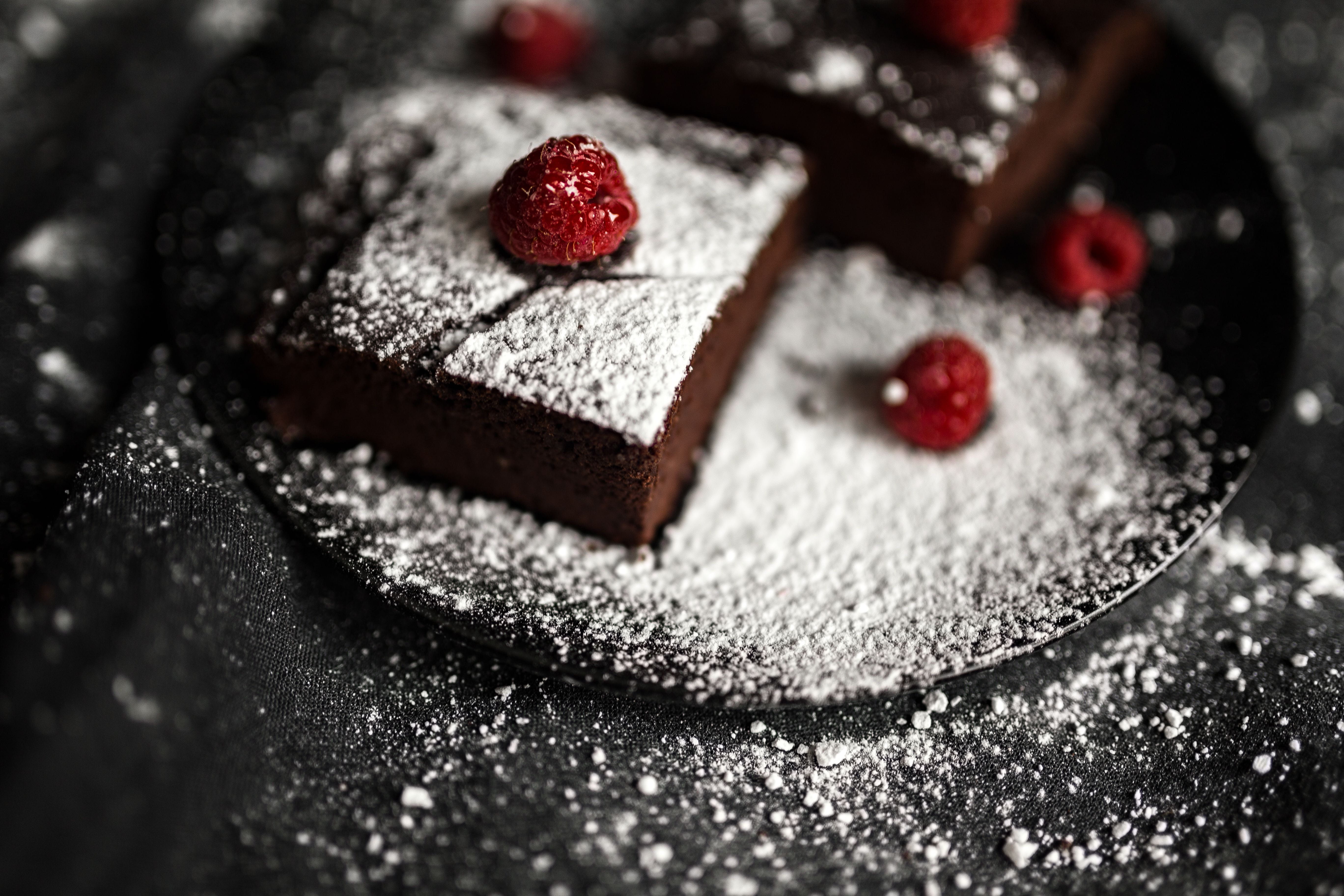 berry fruit, butter, sugar, BROWNIE, fruit, raspberry, indulgence, snack, chocolate cake, indoors, christmas, peanut, food, french food, macro, delicious, HD Wallpaper