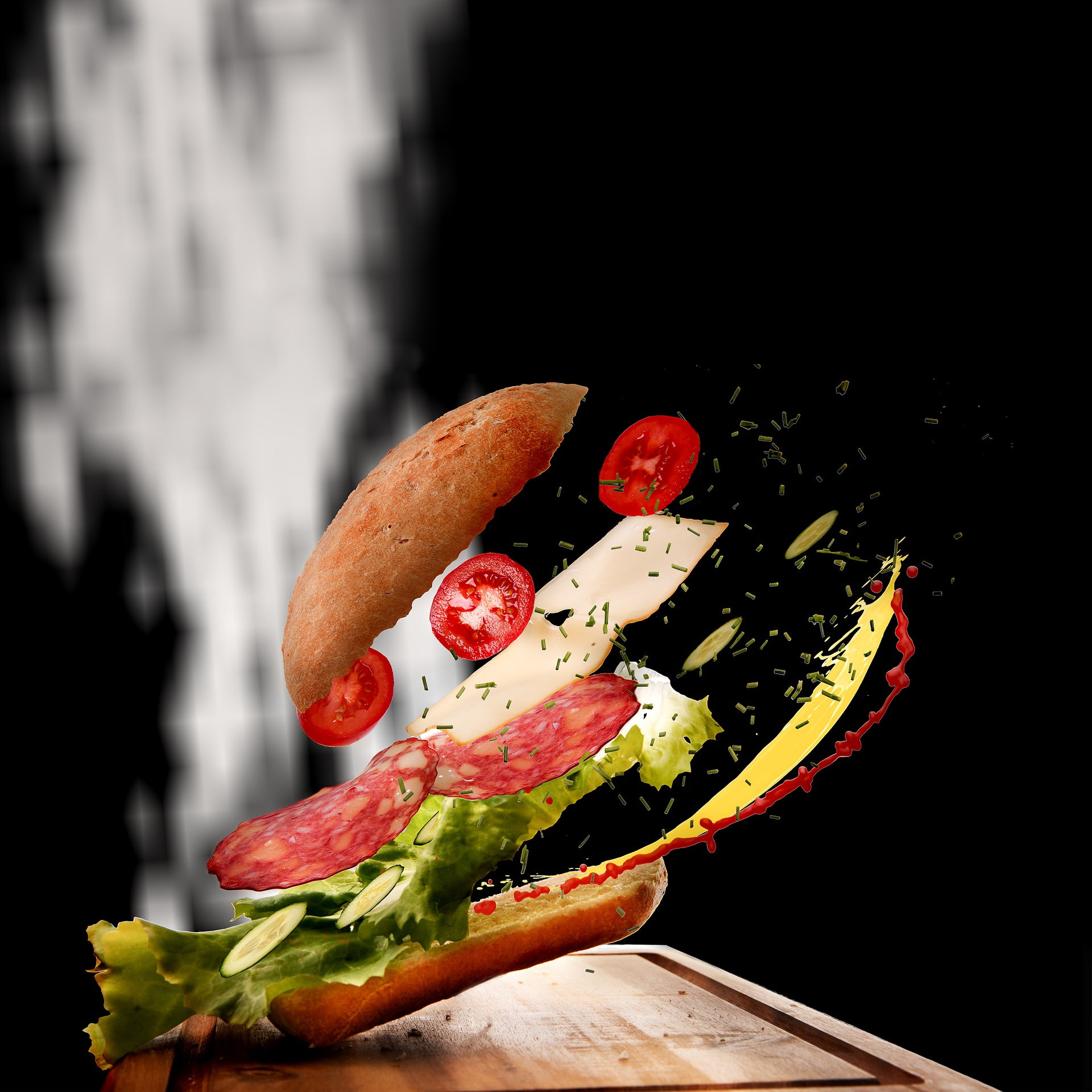 tomato, food crumbs, 1080P, freshness, close-up, still life, red, no people, sandwiches, table, fruit, snack, ready-to-eat, indoors, food and drink, wellbeing, Phone HD Wallpaper