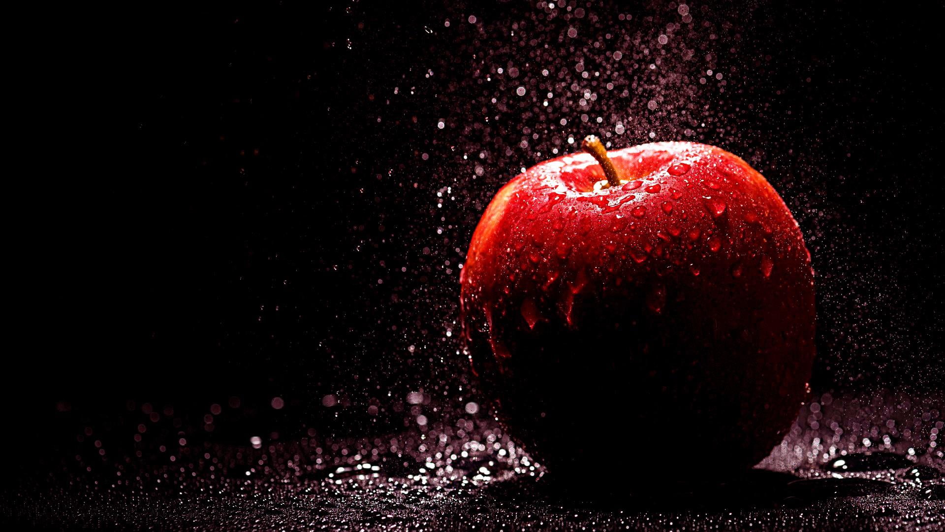 drops, water drops, fruit, apple, 1080P, HD Wallpaper