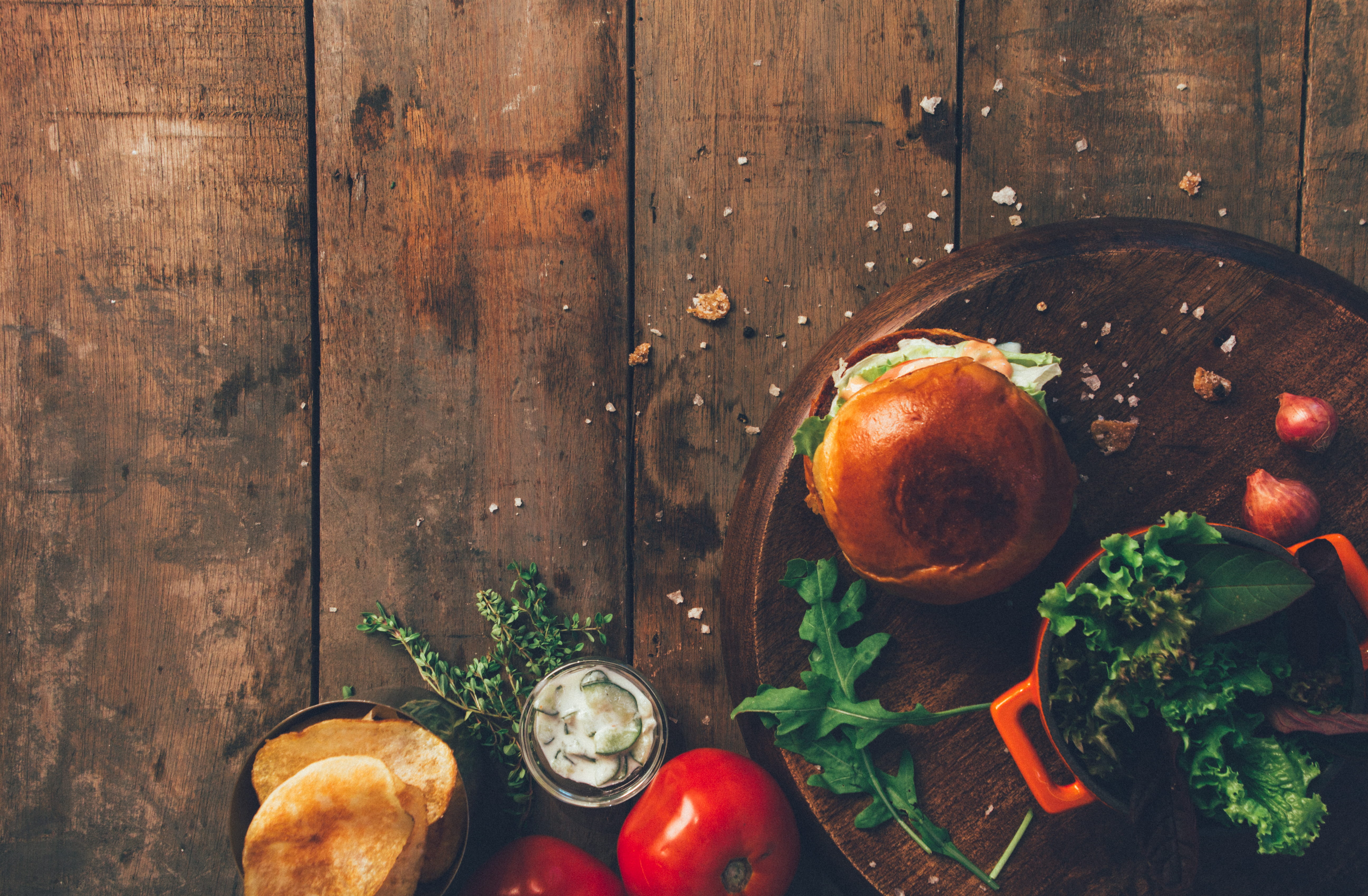 high angle view, healthy, plant, freshness, wellbeing, sandwich, no people, color, brown, vegetables, garnish, fresh, bread, retro, rustic, ready-to-eat, HD Wallpaper