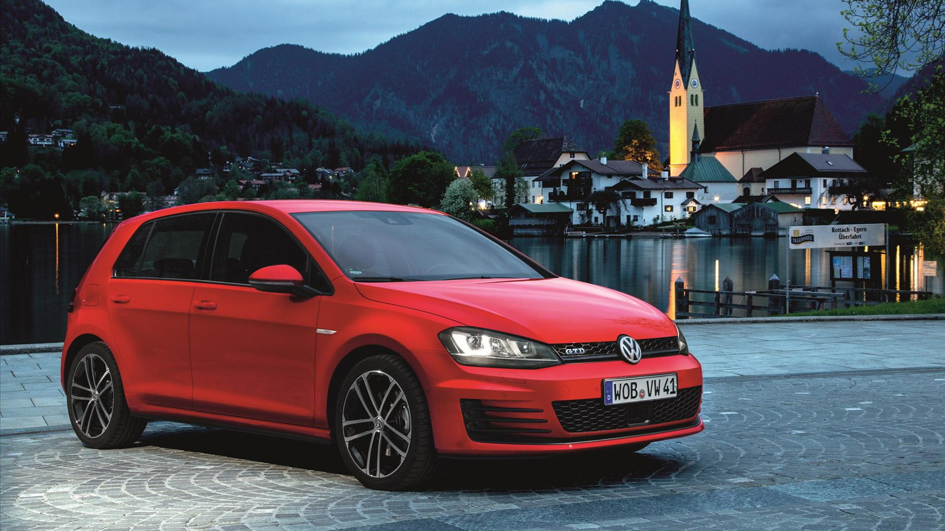 1080P, golf, gtd, 2014, hatchback, volkswagen, door, red, cars, HD Wallpaper