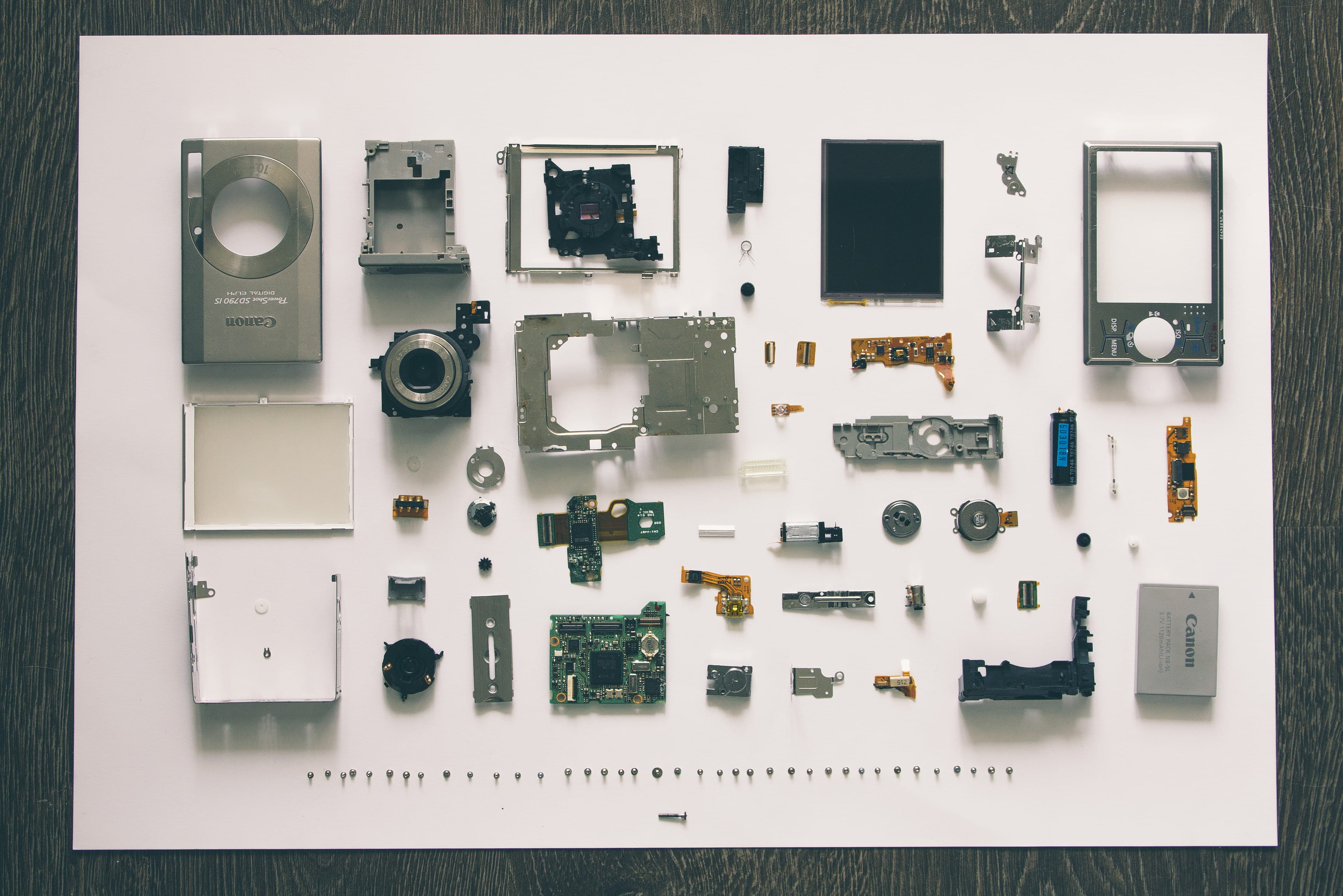 shoot, digital camera, chip, take to pieces, battery, component parts, technology, spare parts, connection, single parts, strip down, untack, circuit board, HD Wallpaper