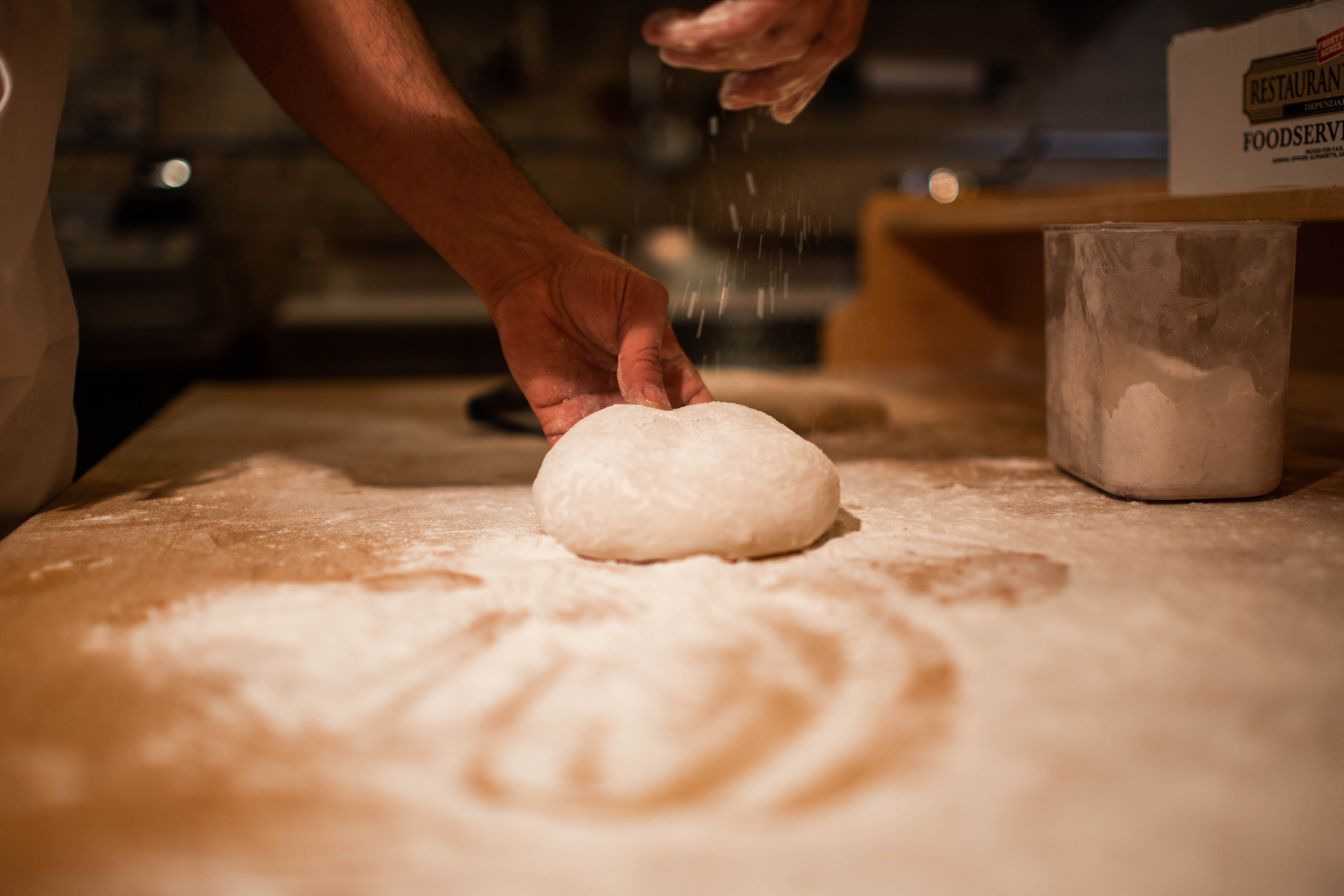 human body part, person, people, store, food and drink, hand, table, freshness, flour, kneading, indoors, holding, making, standing, dough, 4K, preparation, HD Wallpaper
